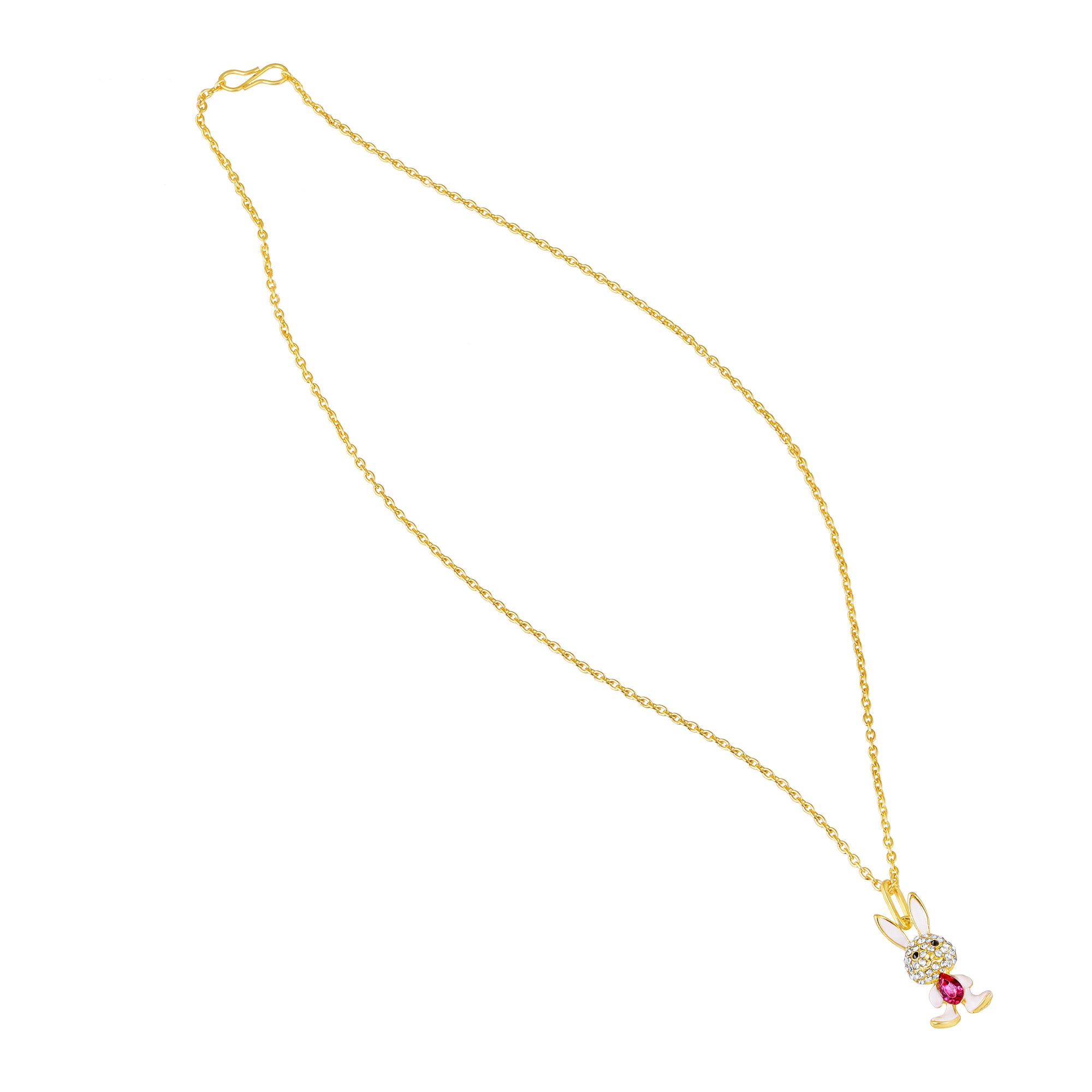 Rabbit-Shaped Studded Pendant chain Necklace