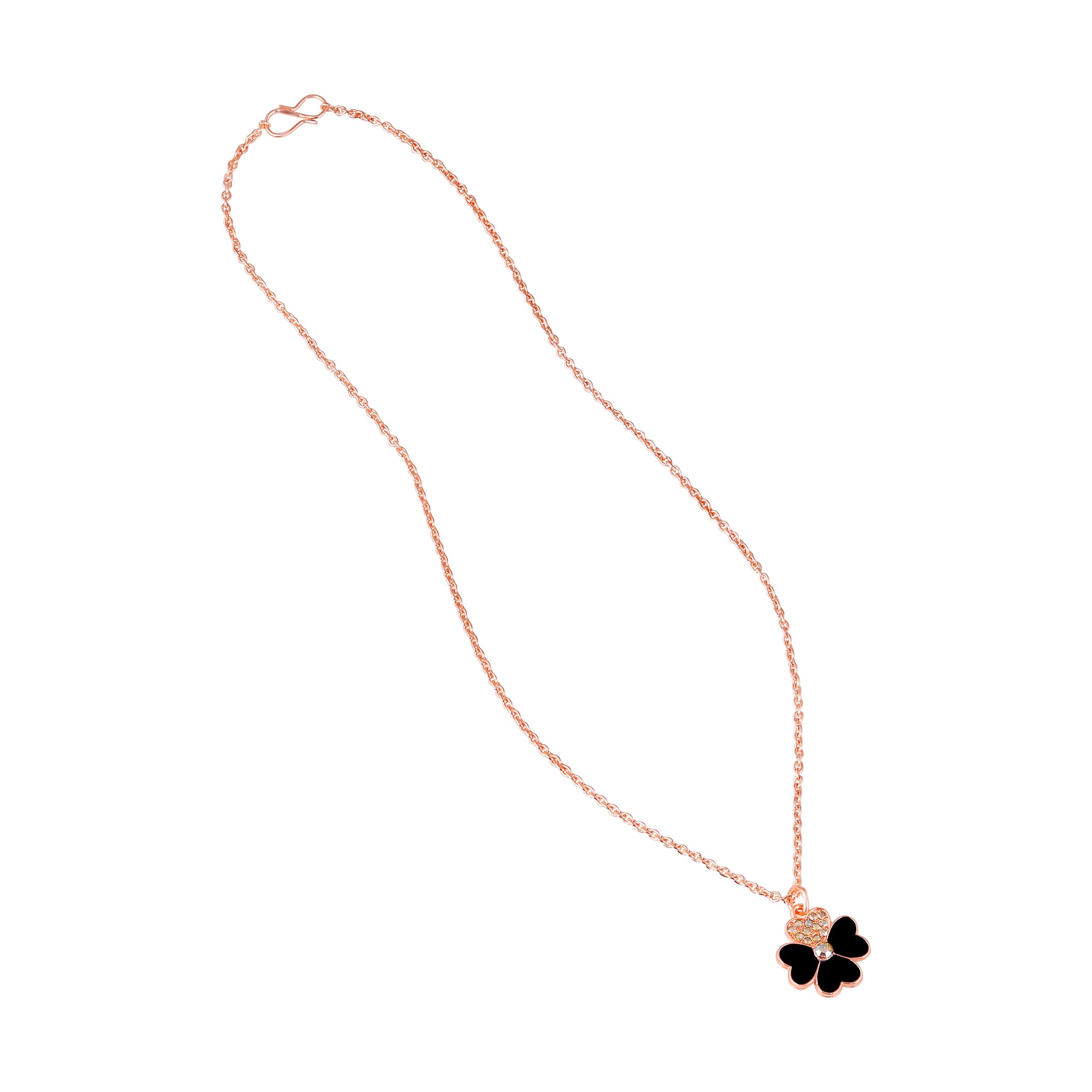 Black Meenakari Work Enamel Floral Necklace Pendant