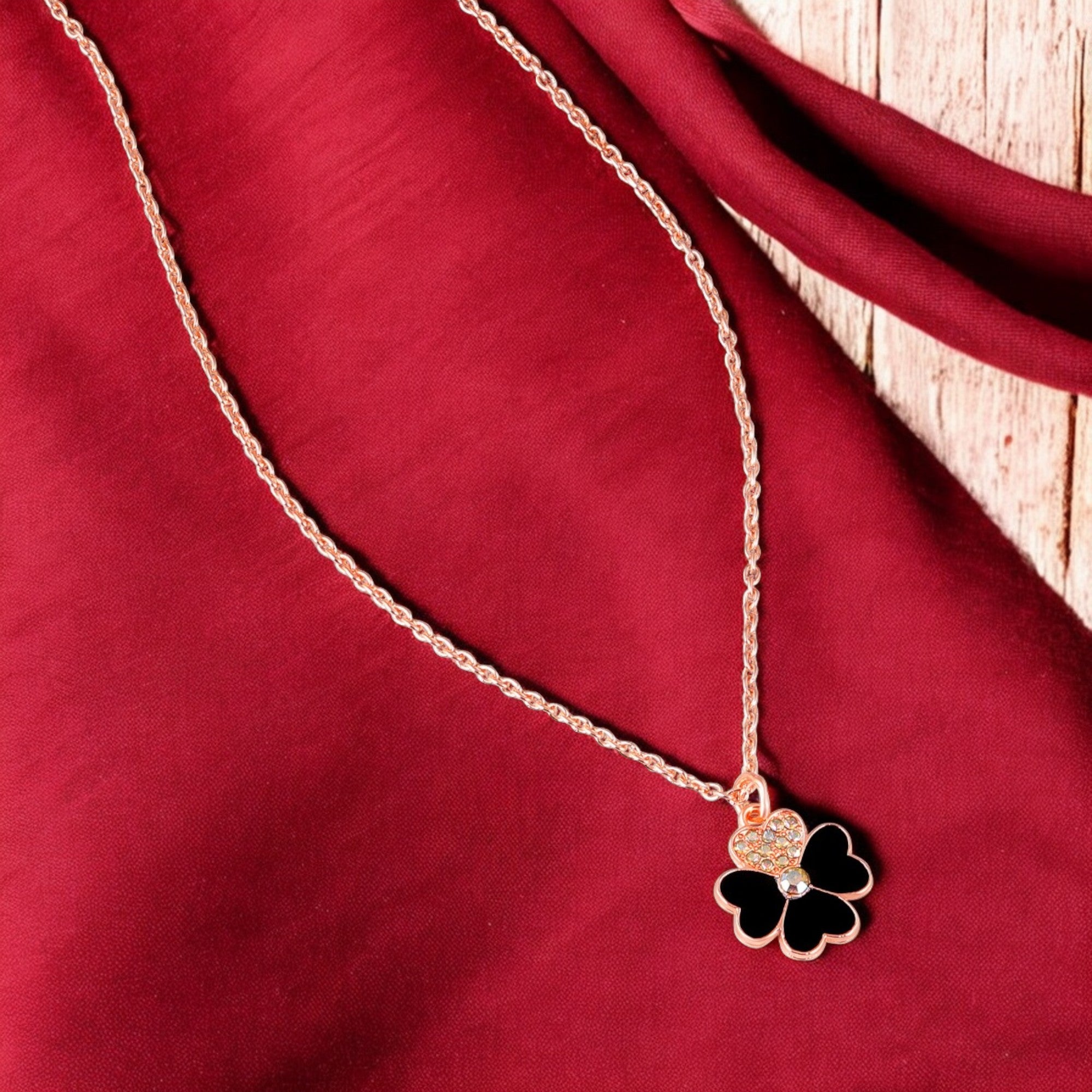 Black Meenakari Work Enamel Floral Necklace Pendant