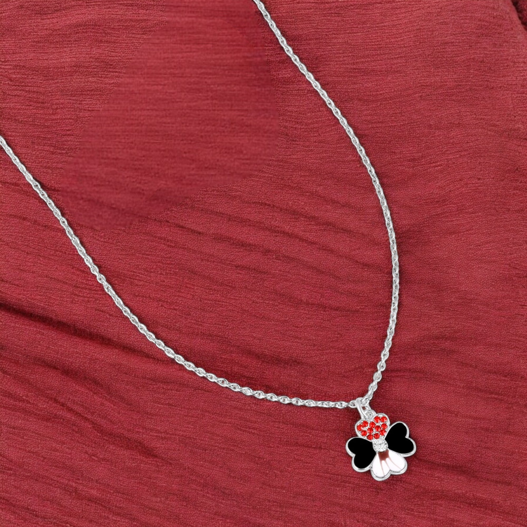 Black Meenakari Work Enamel Floral Necklace Pendant