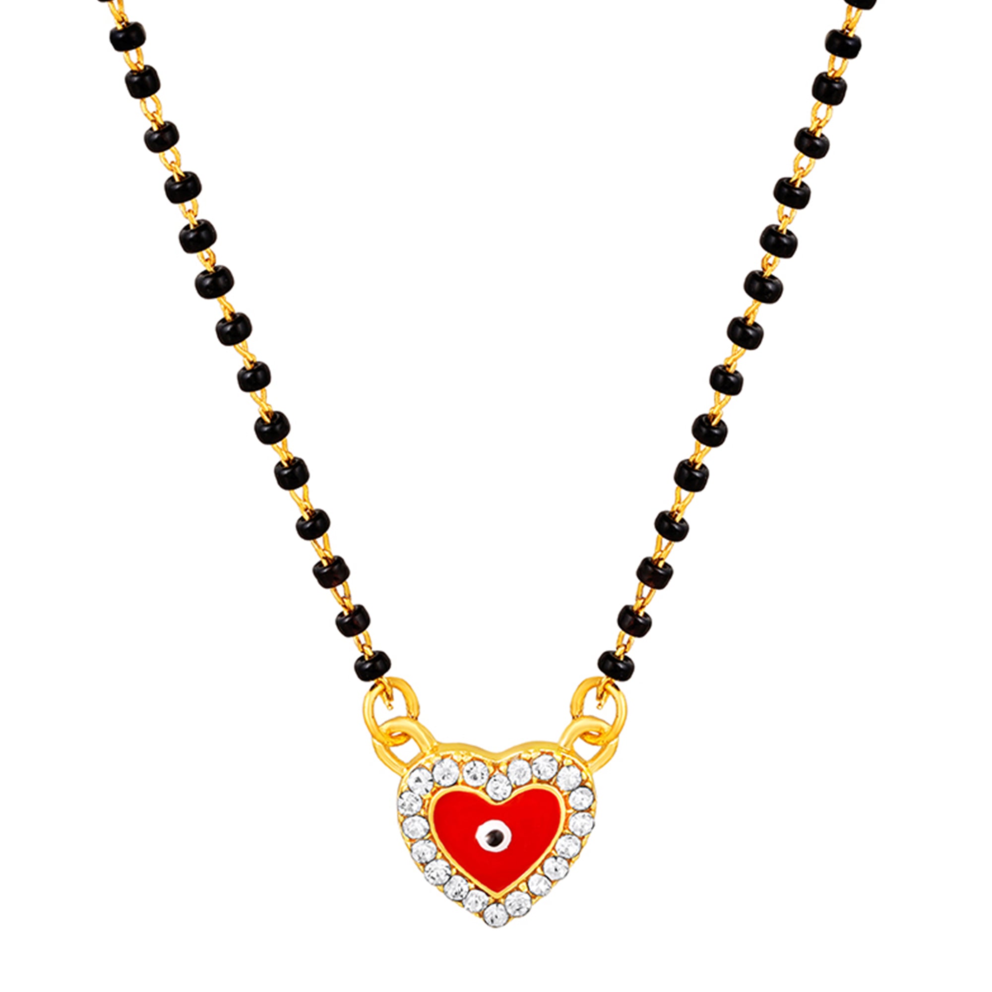 Red Heart and Evil Eye Mangalsutra Necklace