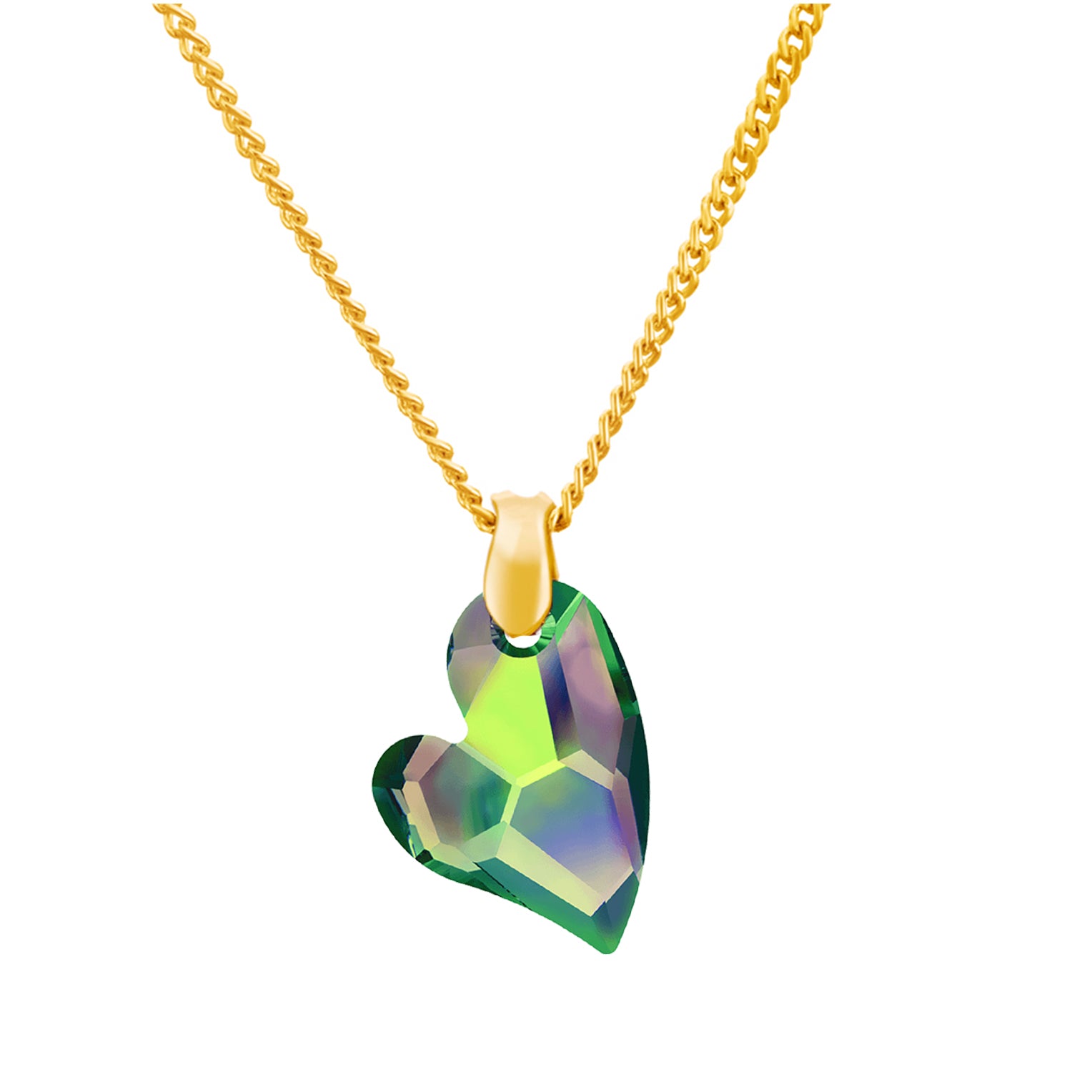 Valentine Gift Devoted 2 U Heart Green Swarovksi Crystal Pendant