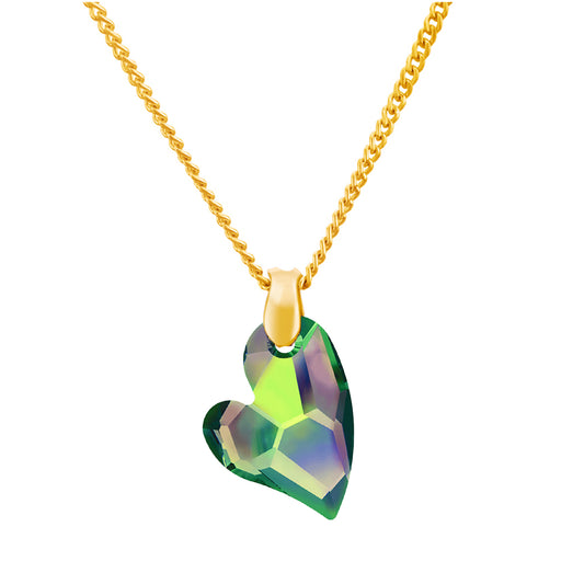 Valentine Gift Devoted 2 U Heart Green Swarovksi Crystal Pendant