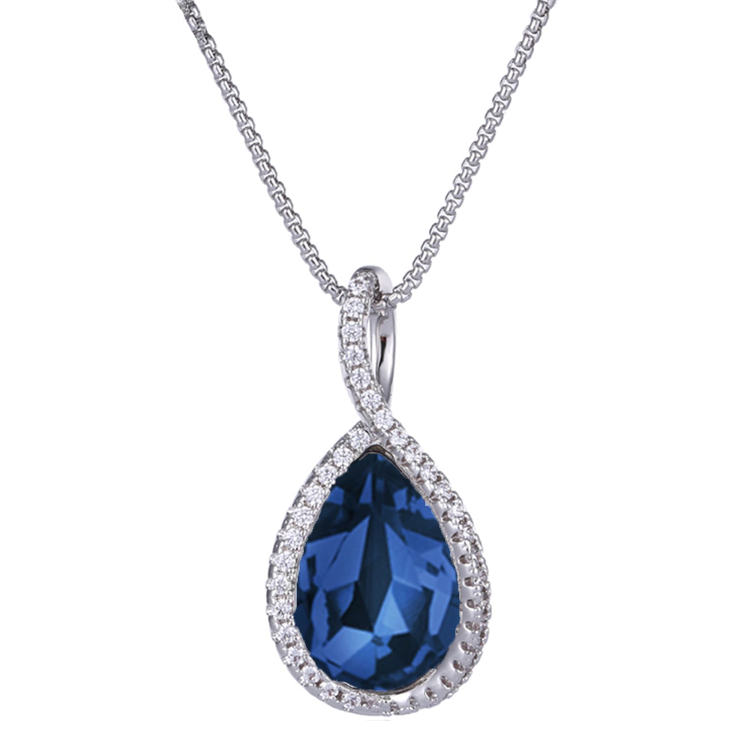 Valentine Collection Montana Blue Solitaire Cubic Zirconia Pendant