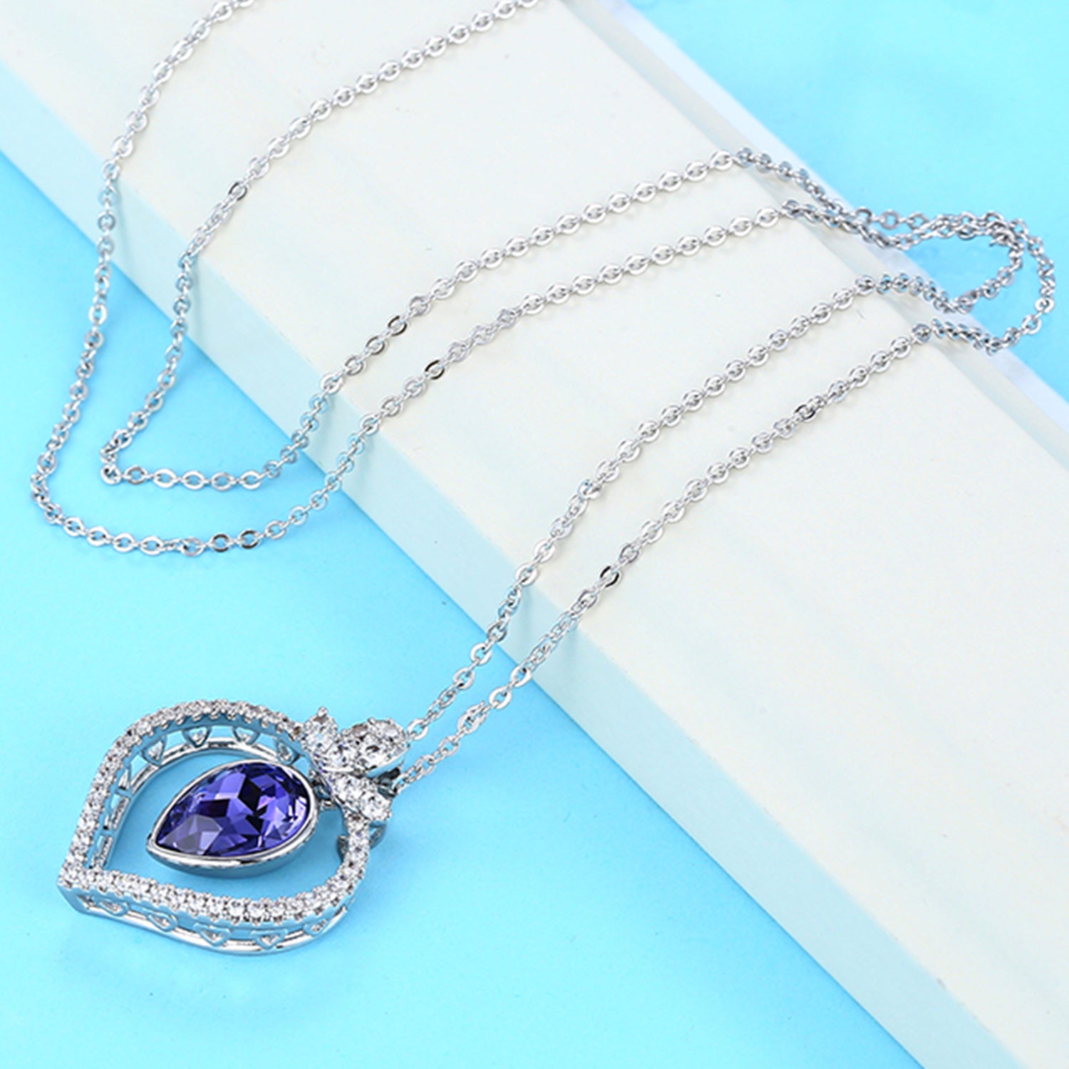 Valentine Blue Solitaire Cubic Zirconia Pendant