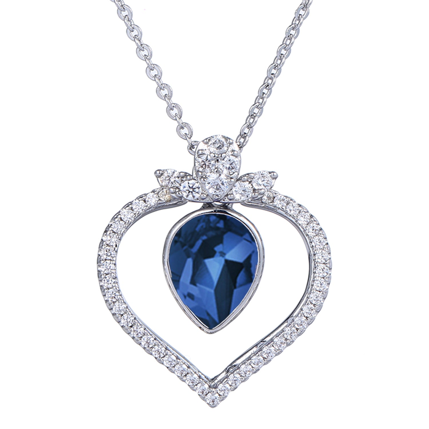 Valentine Blue Solitaire Cubic Zirconia Pendant
