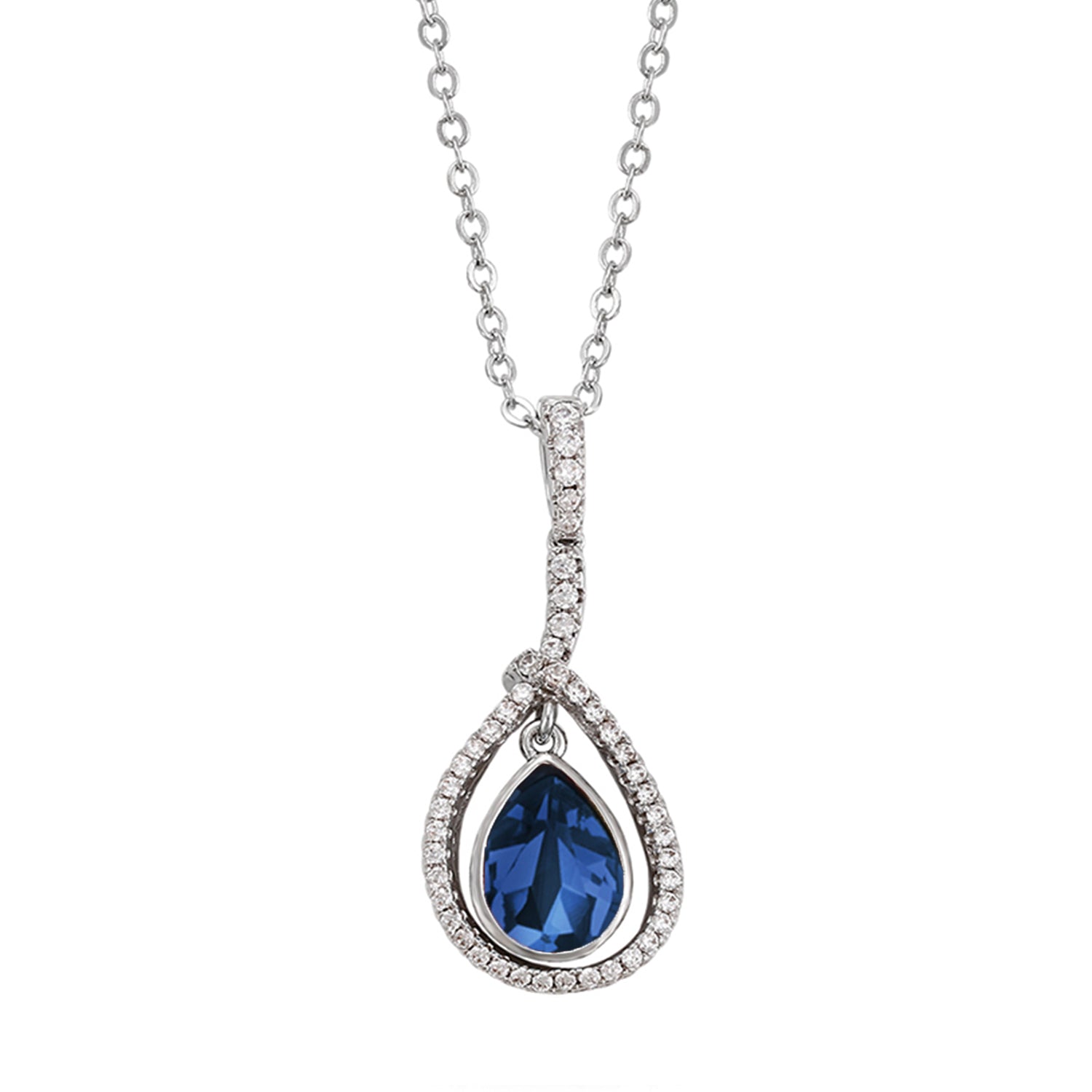 Valentine Tear Drop Montana Blue Cubic Zirconia Pendant