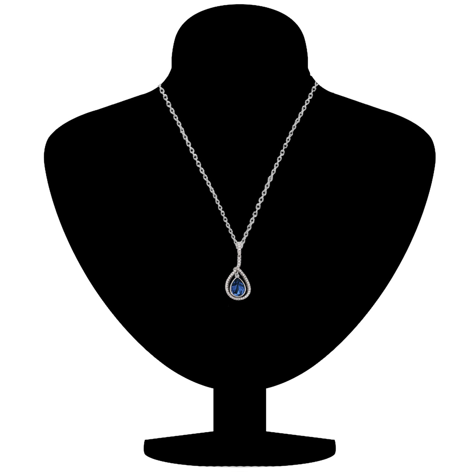 Valentine Tear Drop Montana Blue Cubic Zirconia Pendant