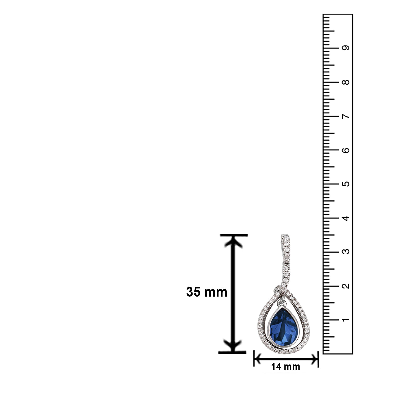 Valentine Tear Drop Montana Blue Cubic Zirconia Pendant