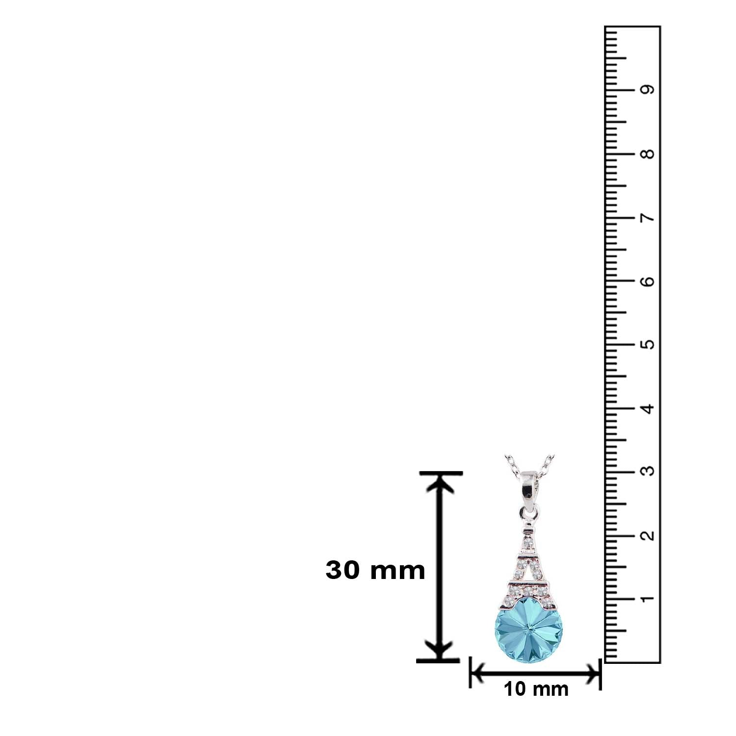 Amethyst Aqua Blue Eiffel Tower Love Pendant with Crystals