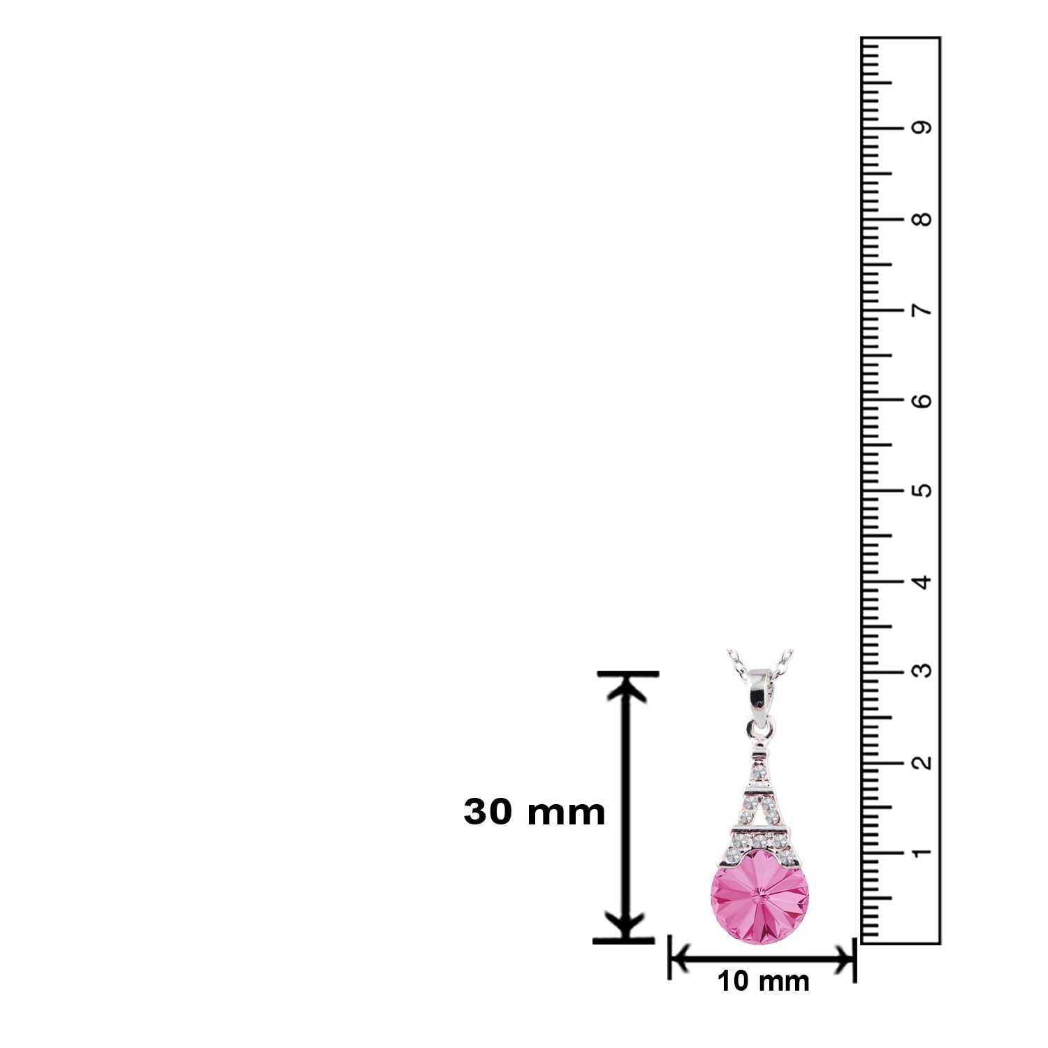 Amethyst Rose Pink Eiffel Tower Love Pendant with Crystals