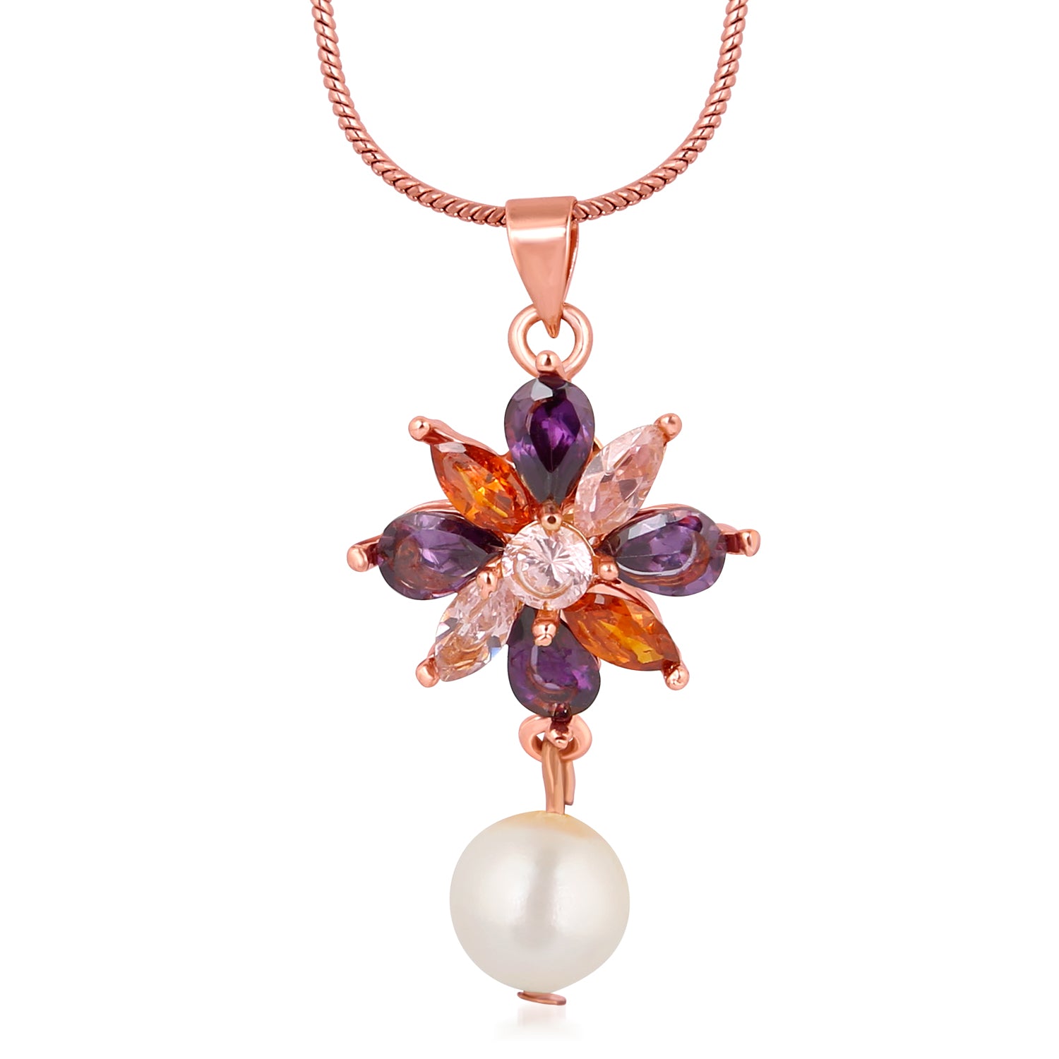 Floral Designer CZ Pendant