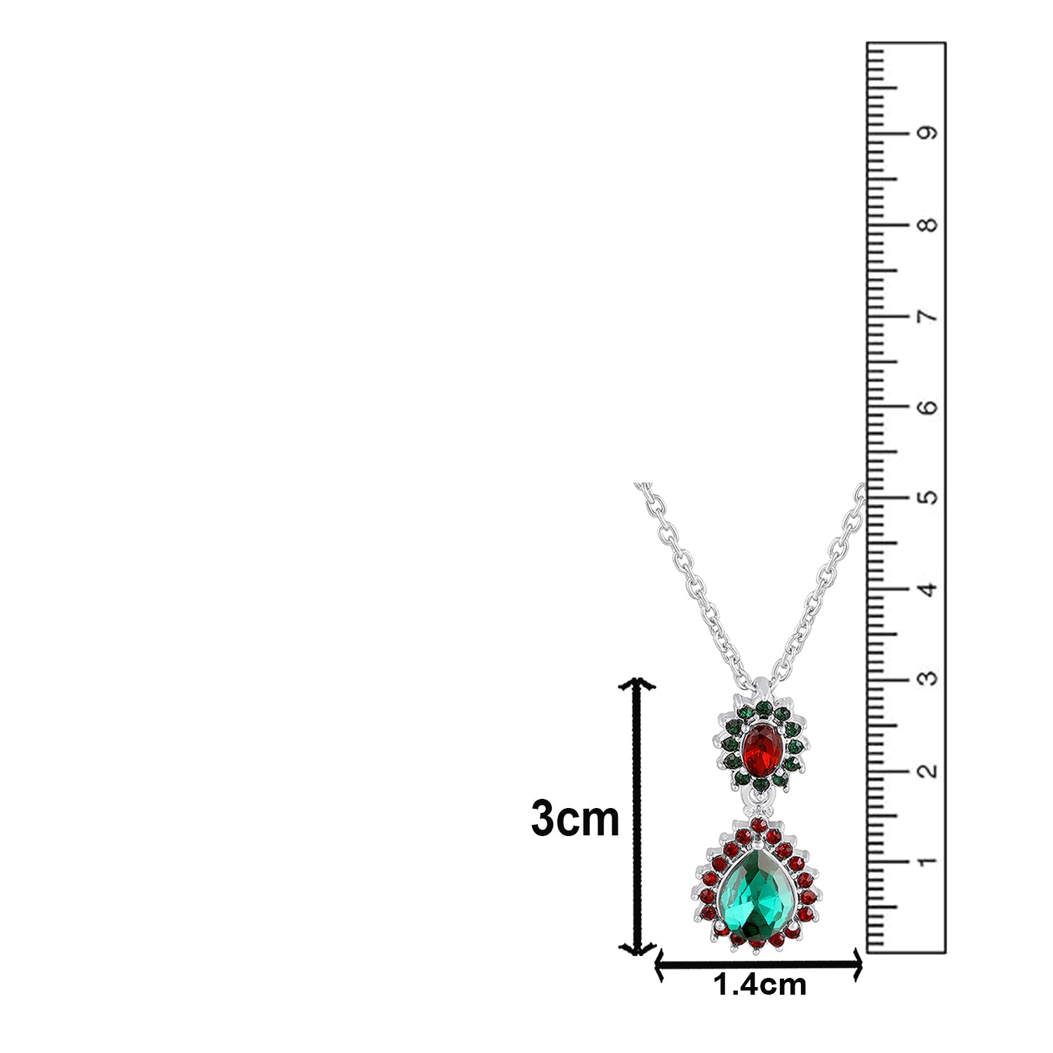 Elegant Teardrop Green & Red Crystals Pendant