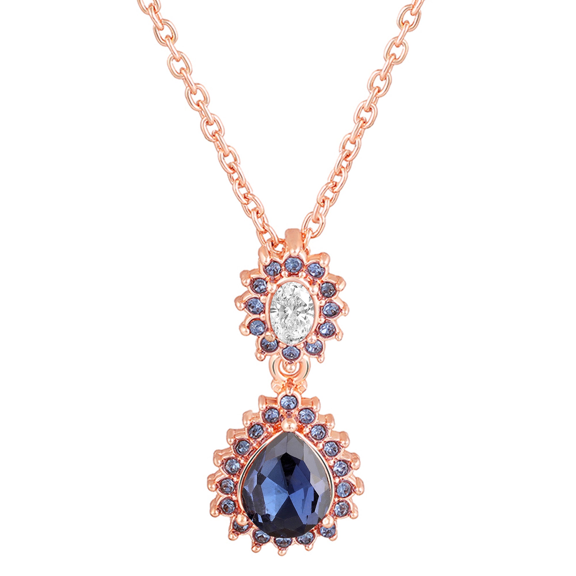 Elegant Teardrop Green & Red Crystals Pendant