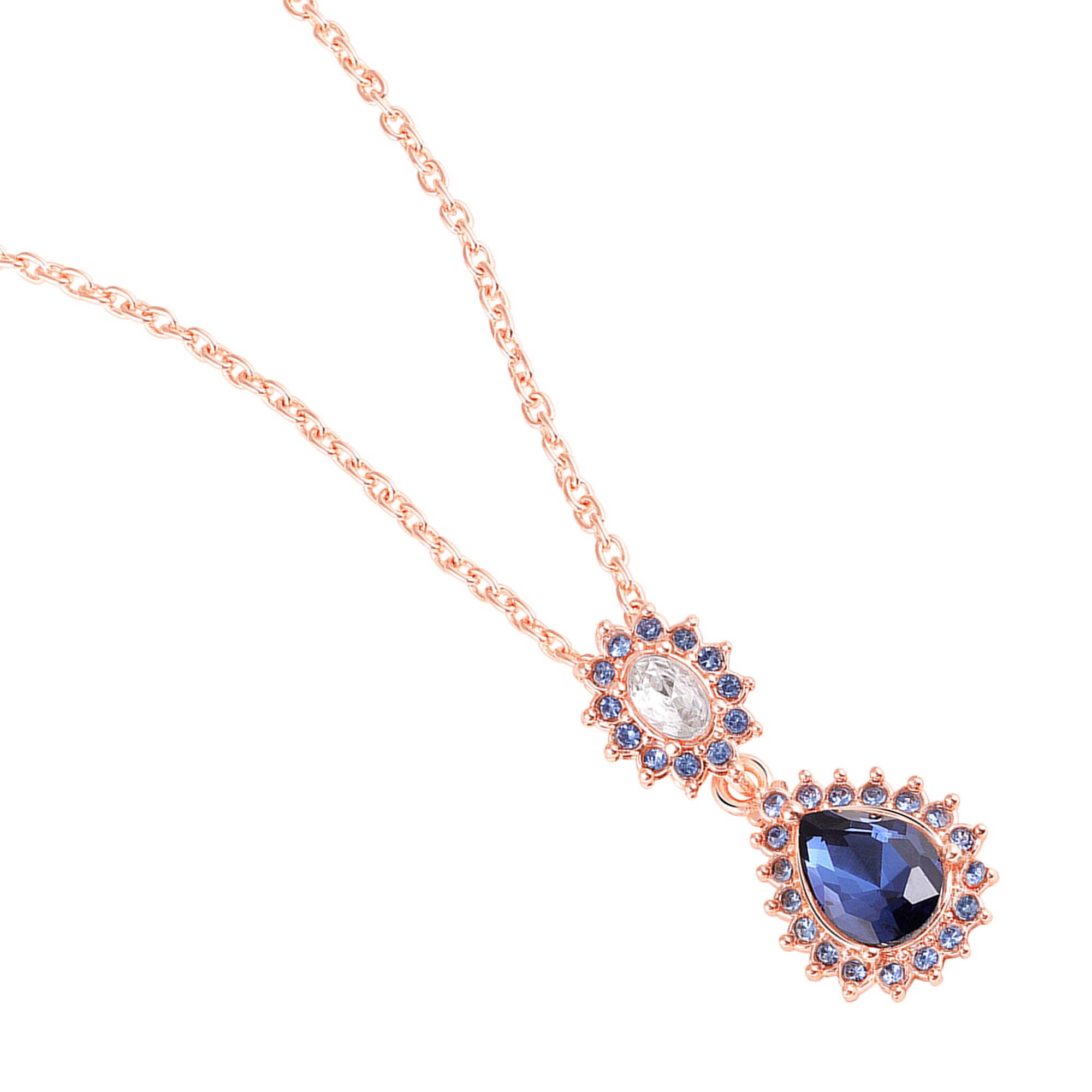 Elegant Teardrop Green & Red Crystals Pendant