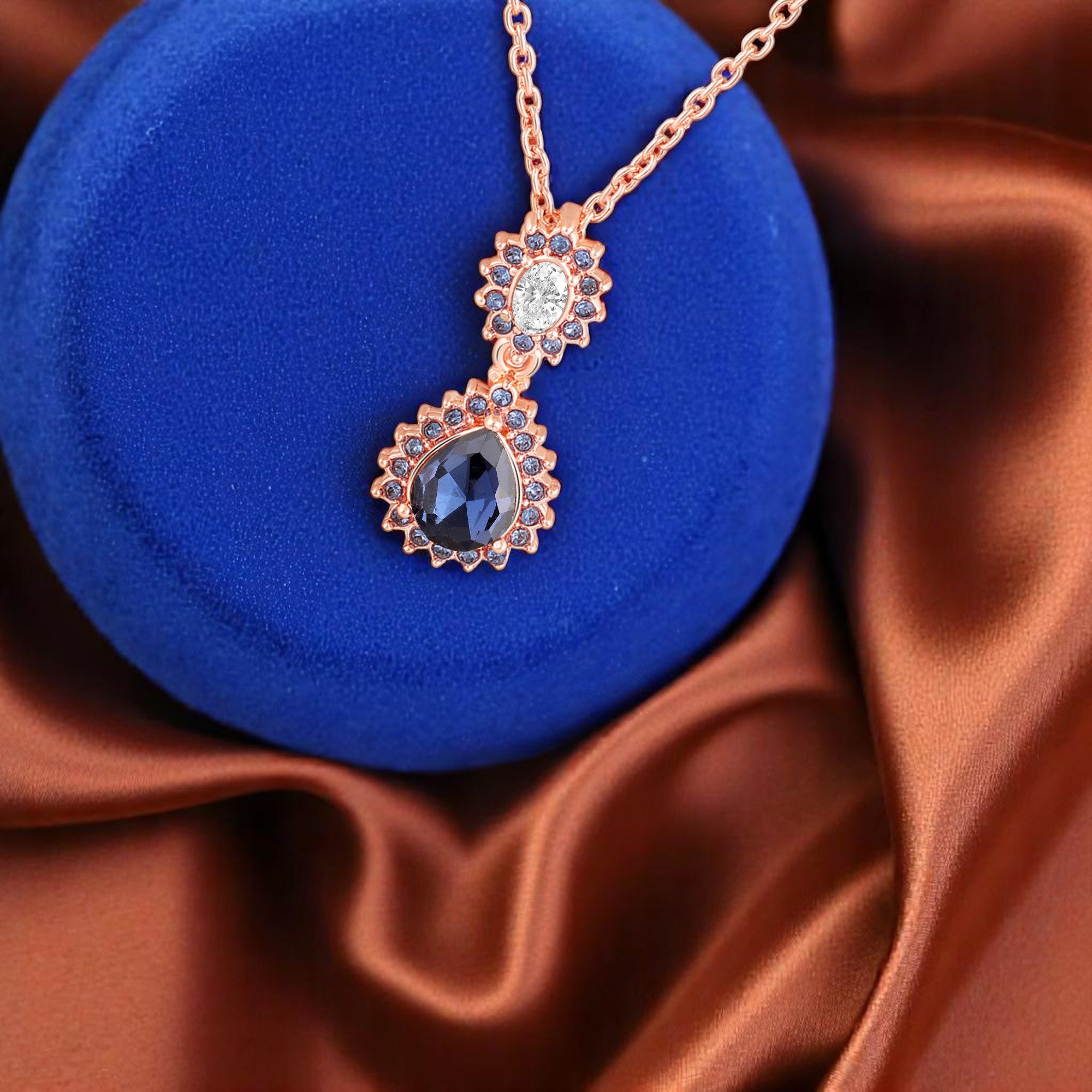 Elegant Teardrop Green & Red Crystals Pendant