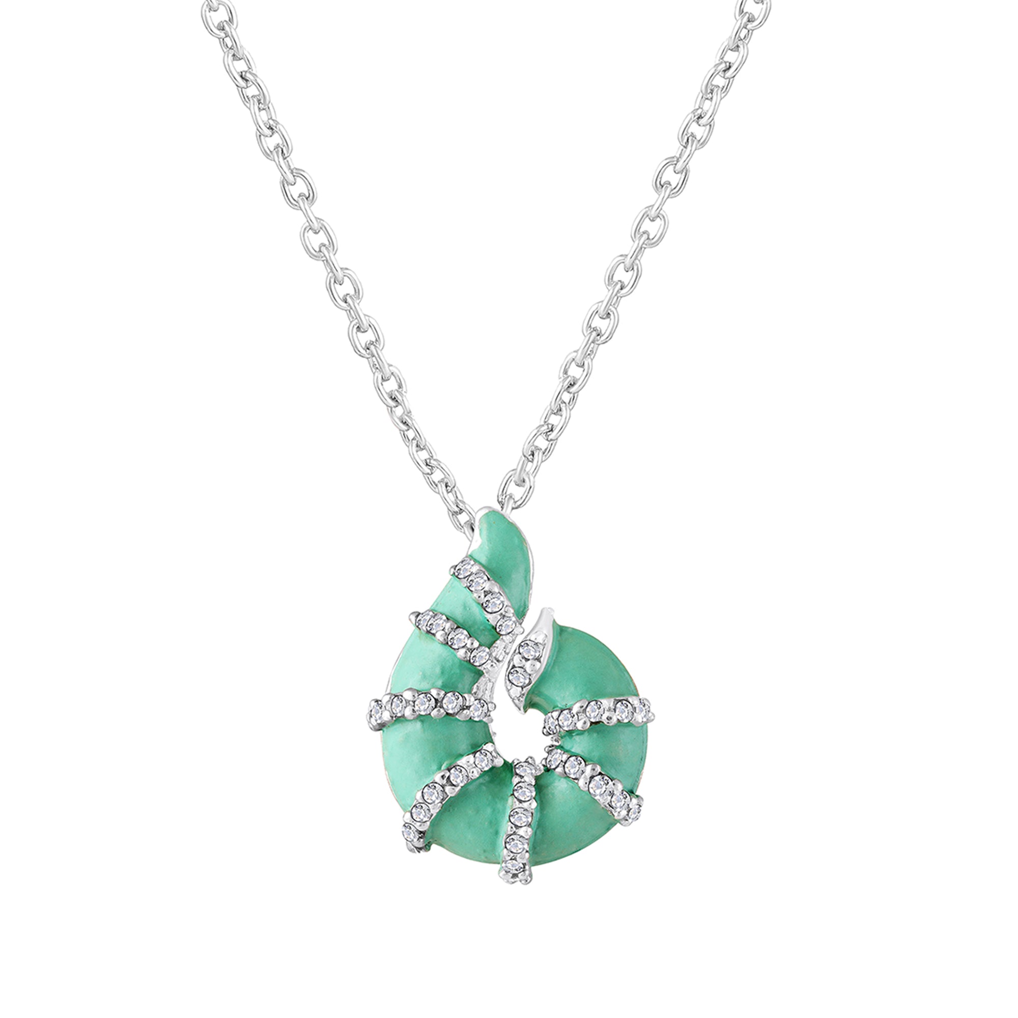 Red Meenakari Work Shell-Shaped Pendant with Crystal Accents