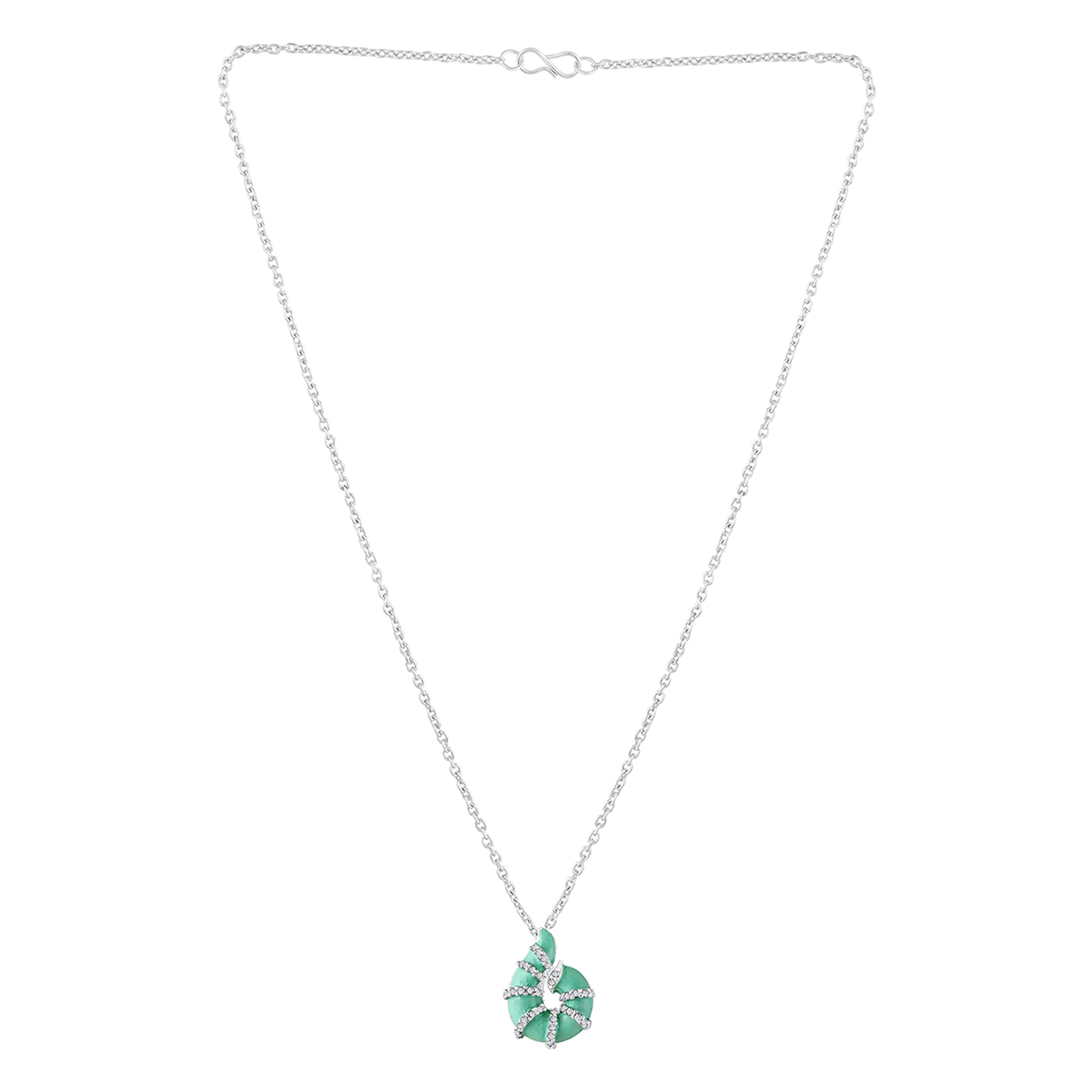 Red Meenakari Work Shell-Shaped Pendant with Crystal Accents