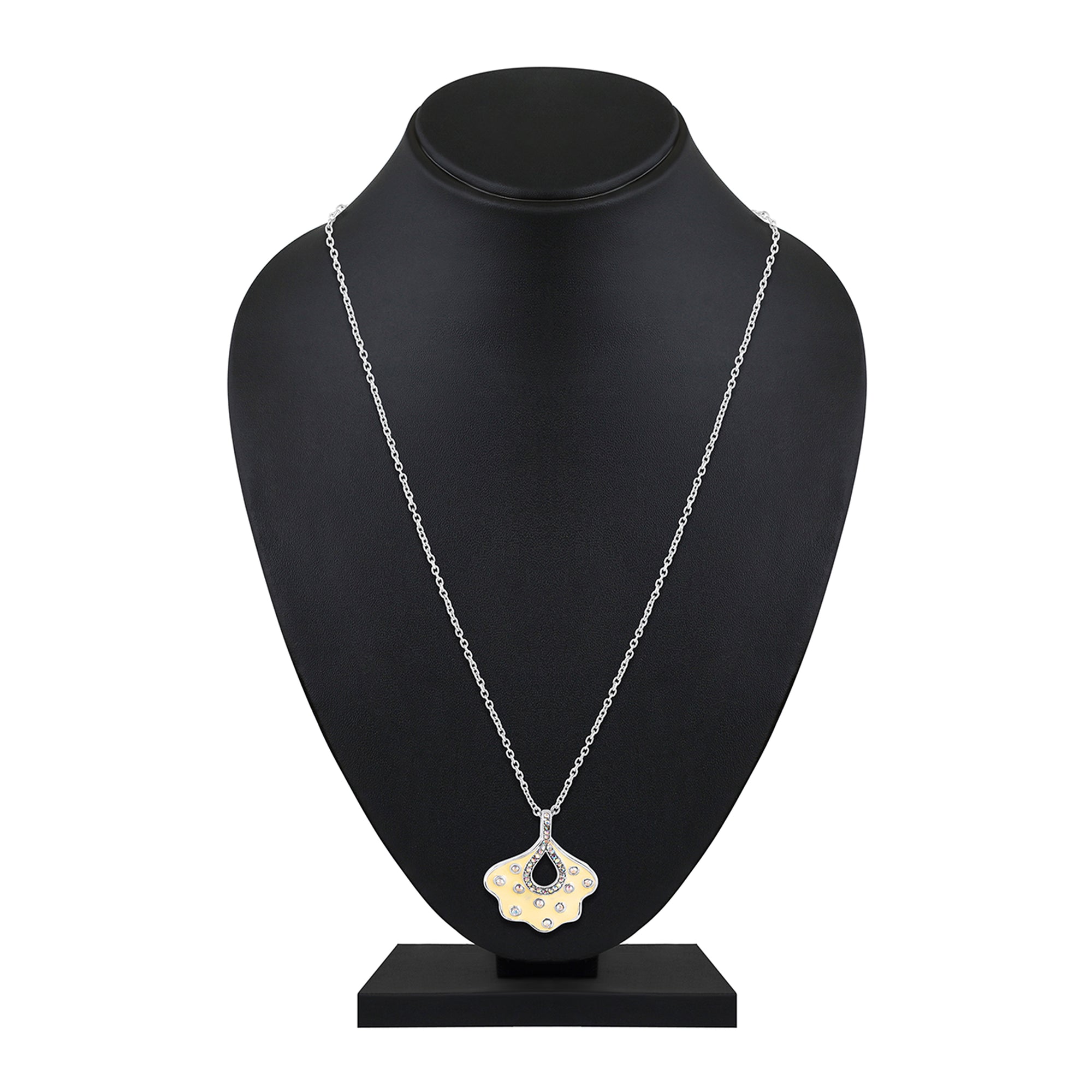 Green Meenakari Work Floral-Fan Shape Pendant