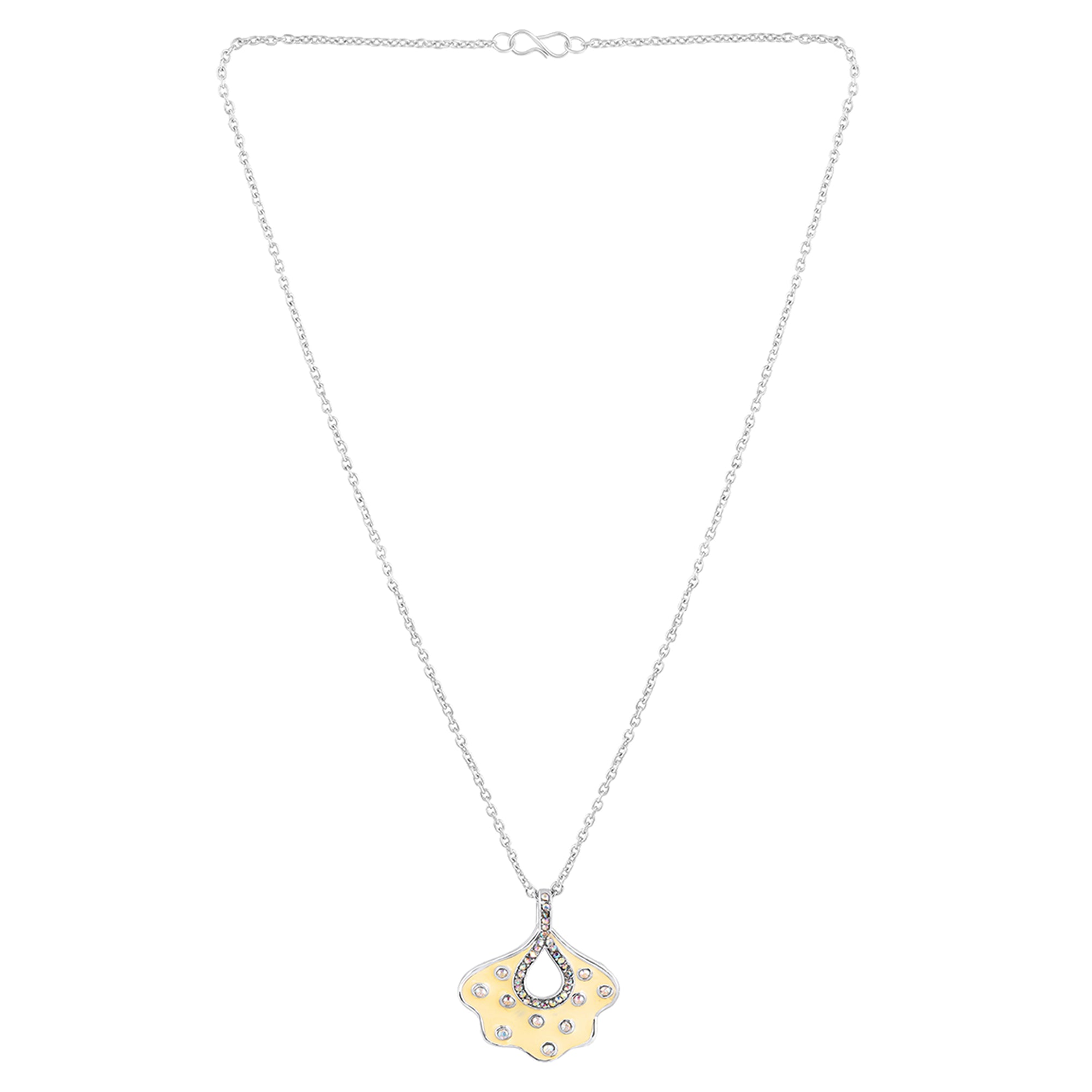 Green Meenakari Work Floral-Fan Shape Pendant