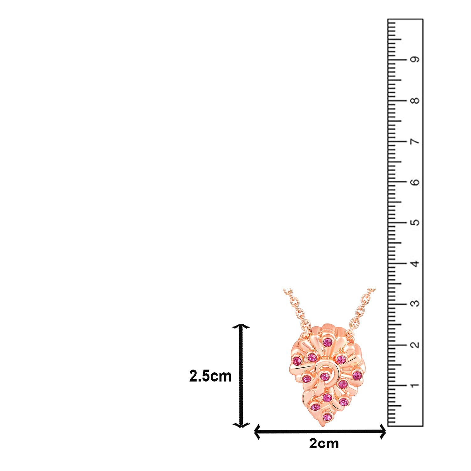 Leaf Motif Pendant with Pink Crystals