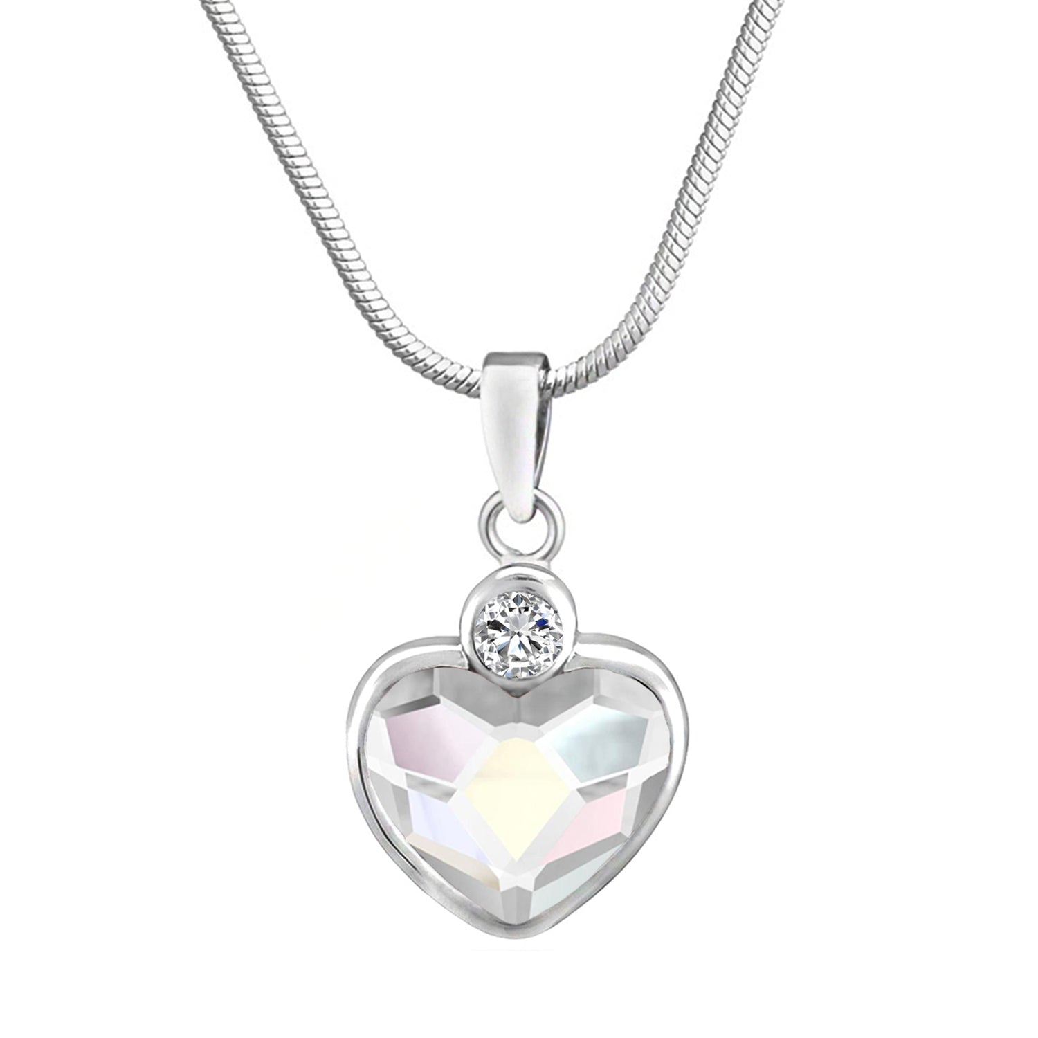 Valentine Gift Fushia Purple Heart Pendant with Cubic Zirconias