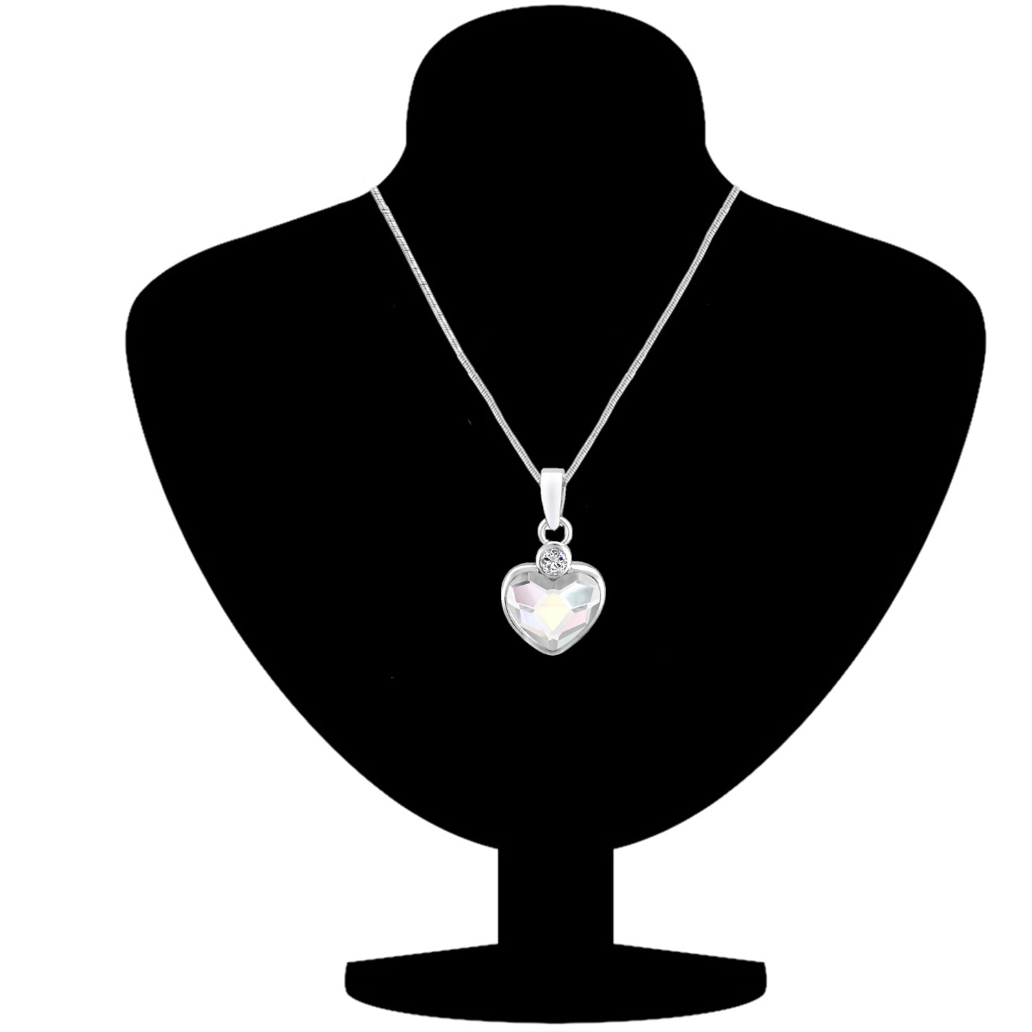 Valentine Gift Fushia Purple Heart Pendant with Cubic Zirconias