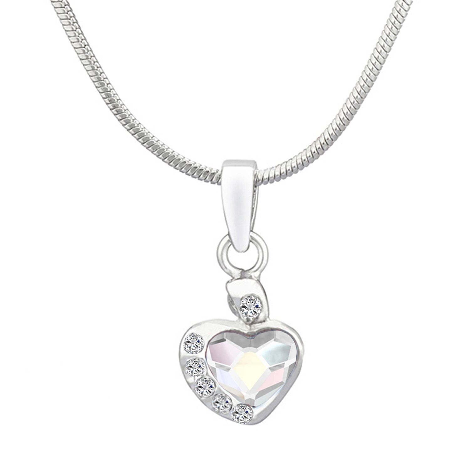 Valentine Gift Fushia Purple Heart Pendant with Cubic Zirconias