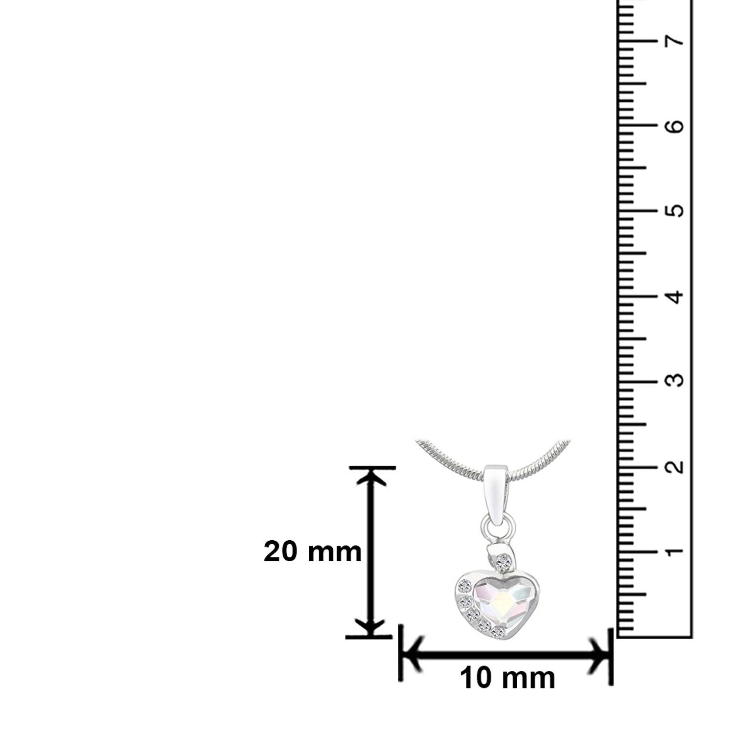 Valentine Gift Fushia Purple Heart Pendant with Cubic Zirconias