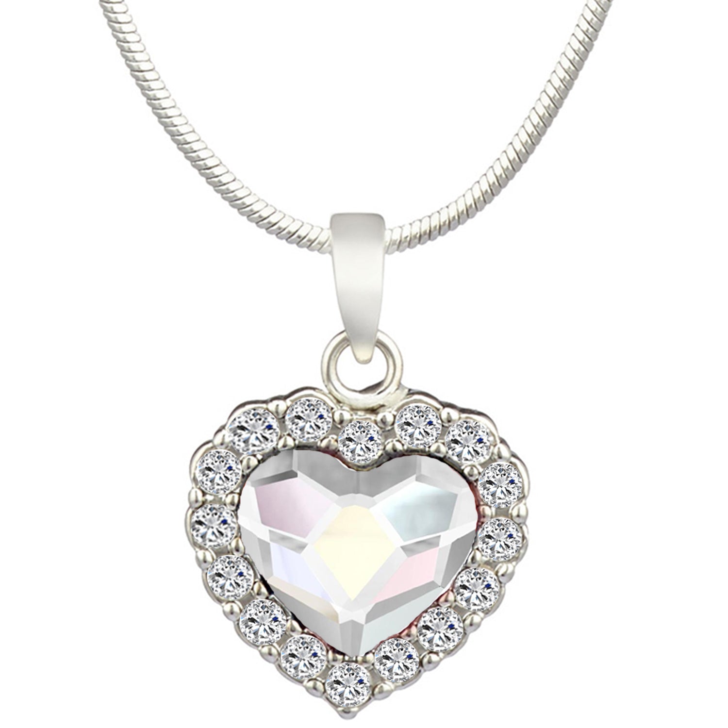 Valentine Gift Fushia Purple Heart Pendant with Cubic Zirconias