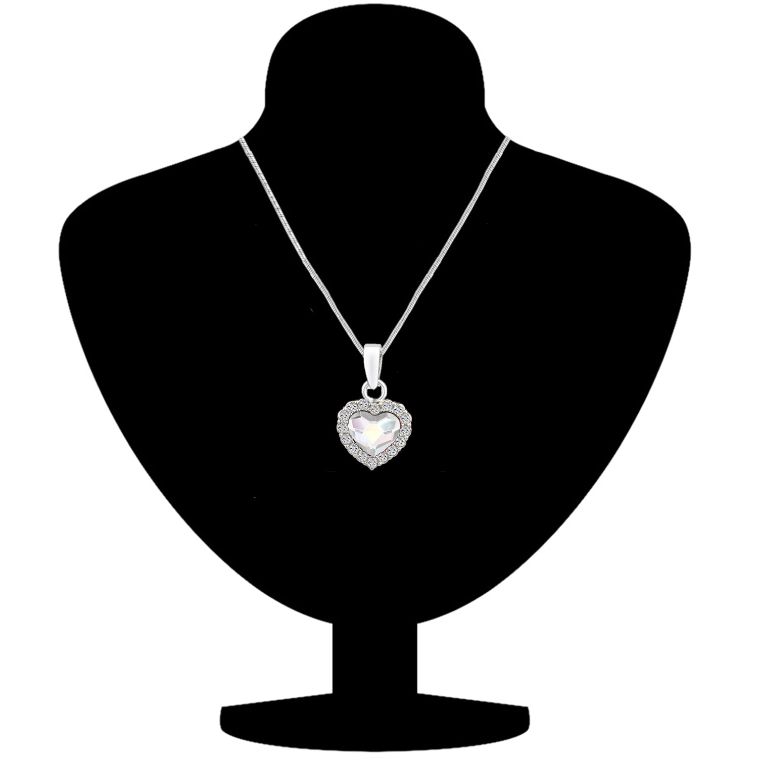 Valentine Gift Fushia Purple Heart Pendant with Cubic Zirconias