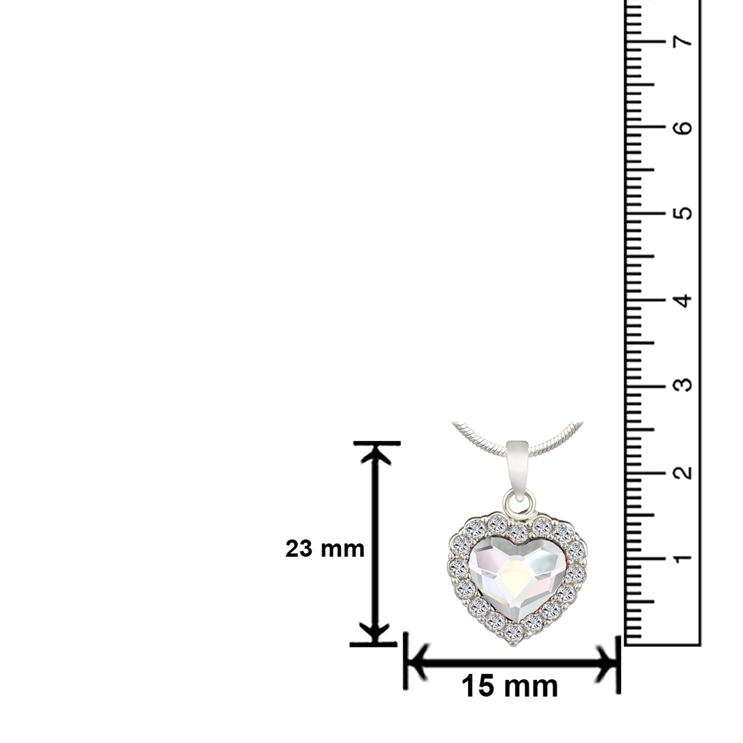 Valentine Gift Fushia Purple Heart Pendant with Cubic Zirconias