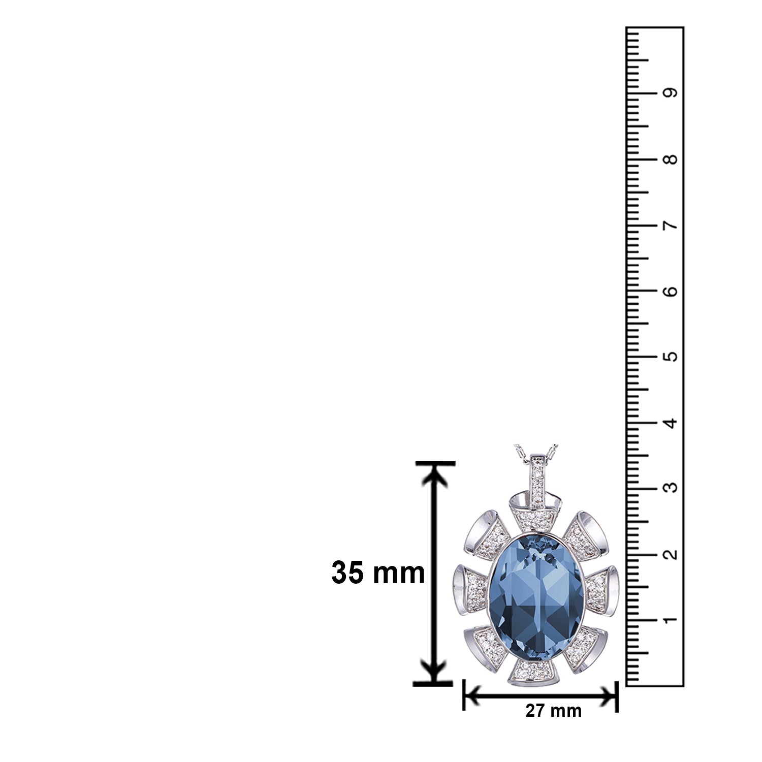 Valentine collection Montana Blue Solitaire Cubic Zirconia Pendant