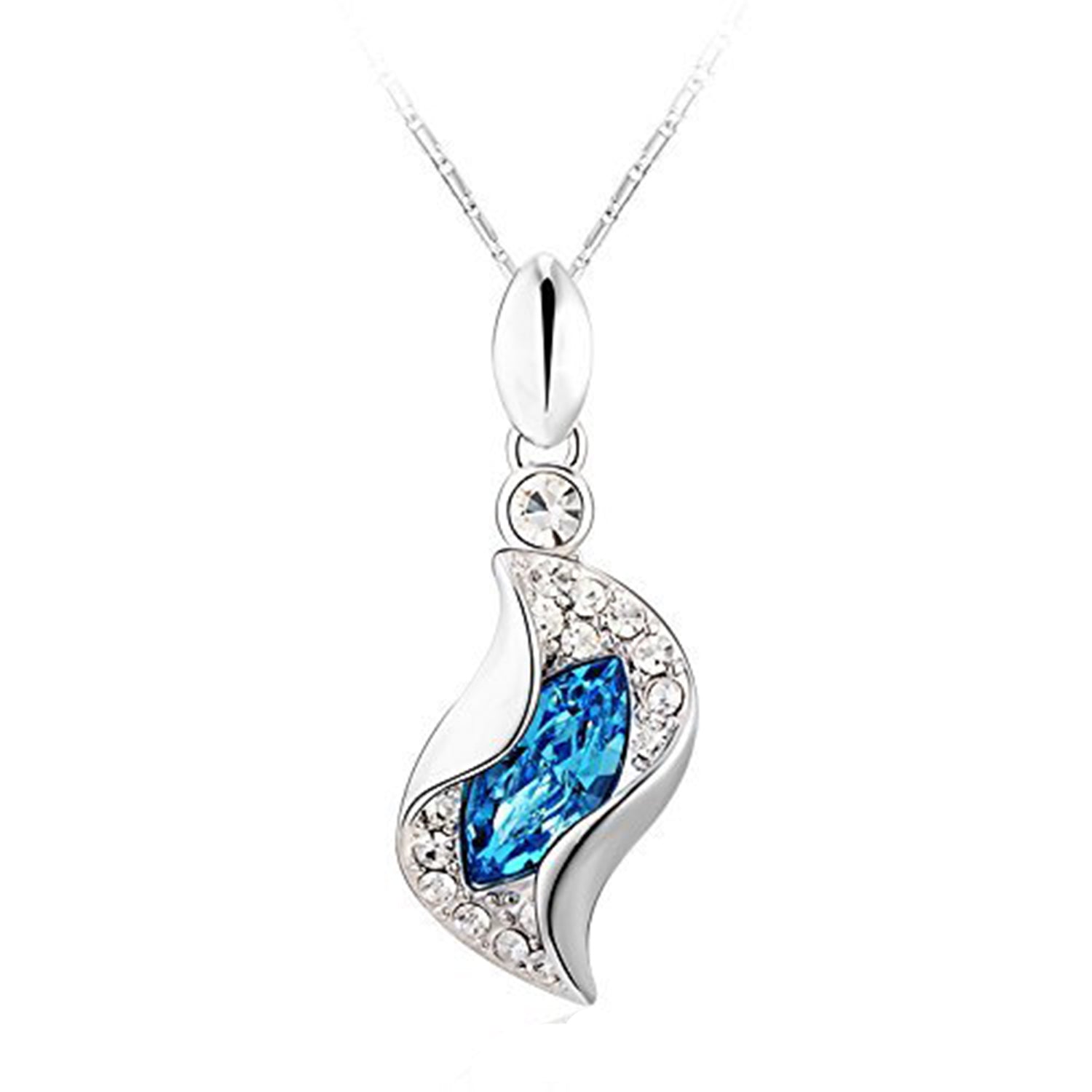 Designer Blue and White Solitaire Crystal Pendant