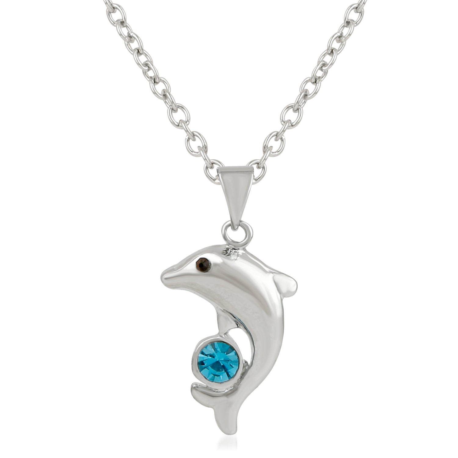 Diving Dolphin Blue Crystal Pendant