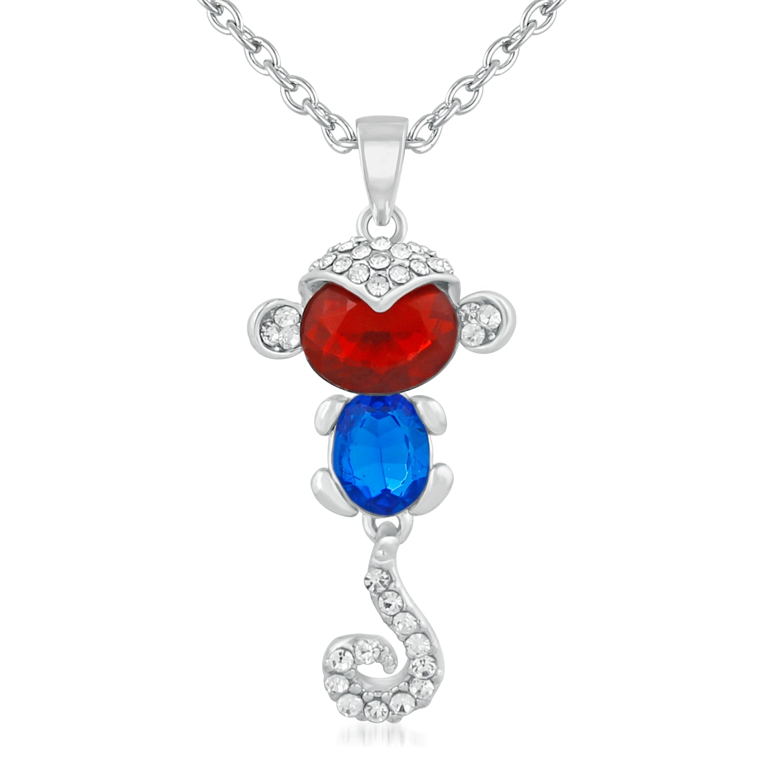 Multicolour Crystal Monkey Pendant