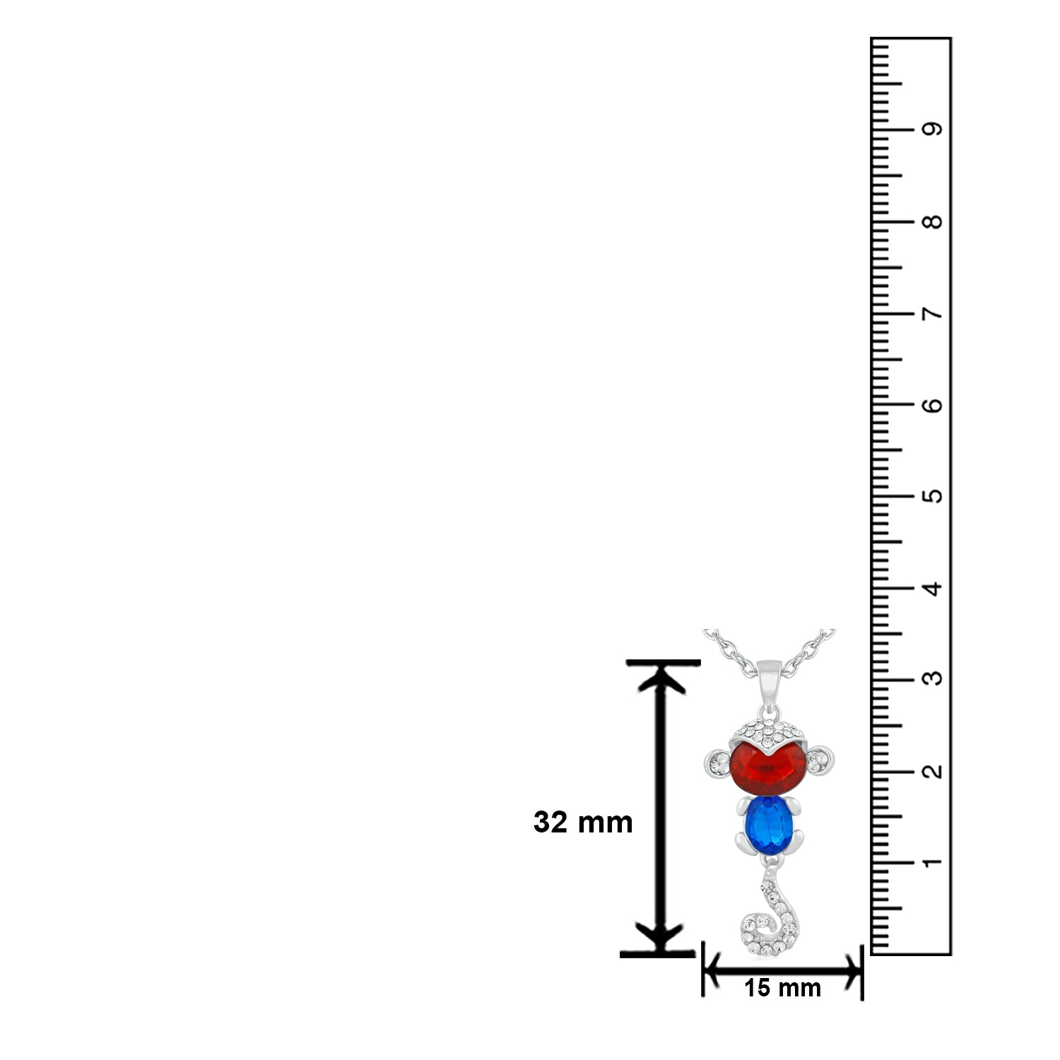 Multicolour Crystal Monkey Pendant