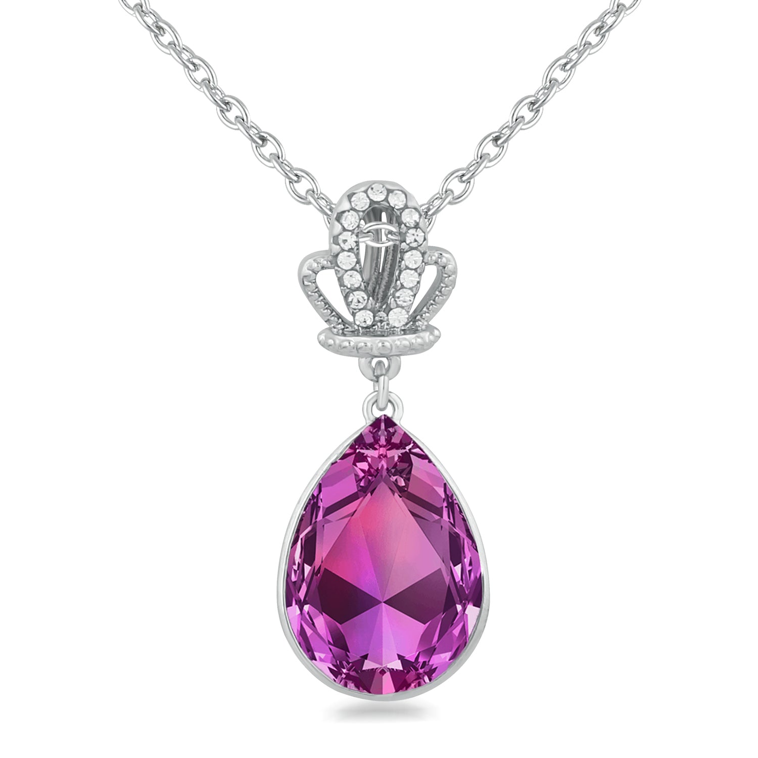Designer Solitaire Fushia Crystal Pendant