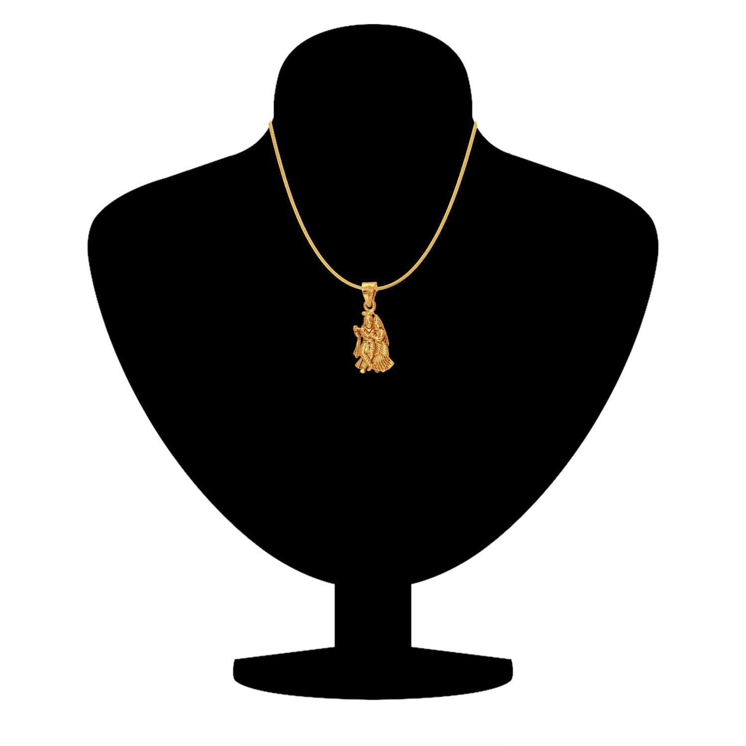 Radha Krishna Gold Plated Religious God Pendant with Chain