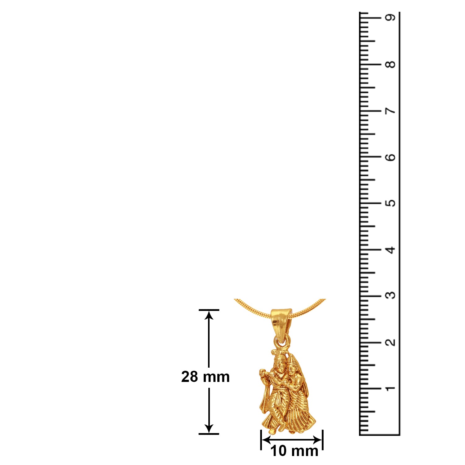 Radha Krishna Gold Plated Religious God Pendant with Chain