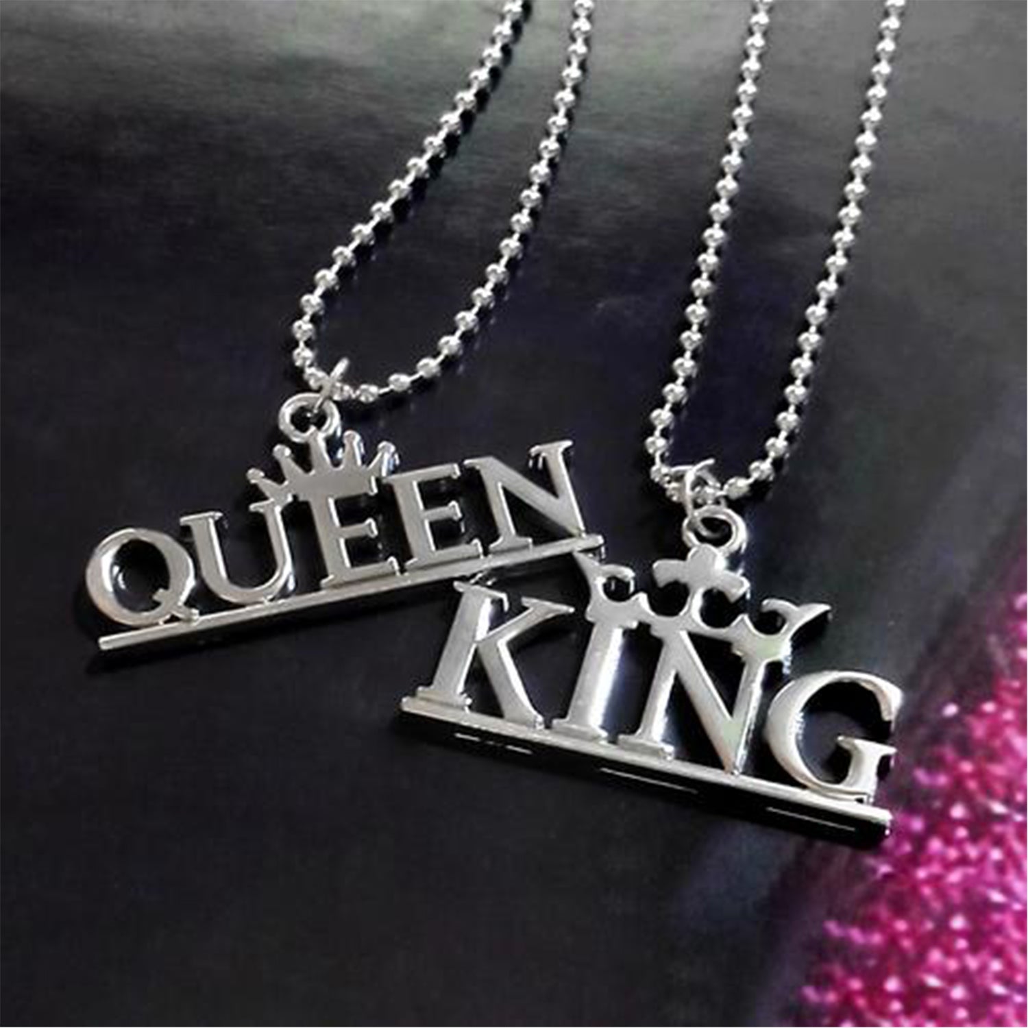 King Queen Couple Pendant with Chain