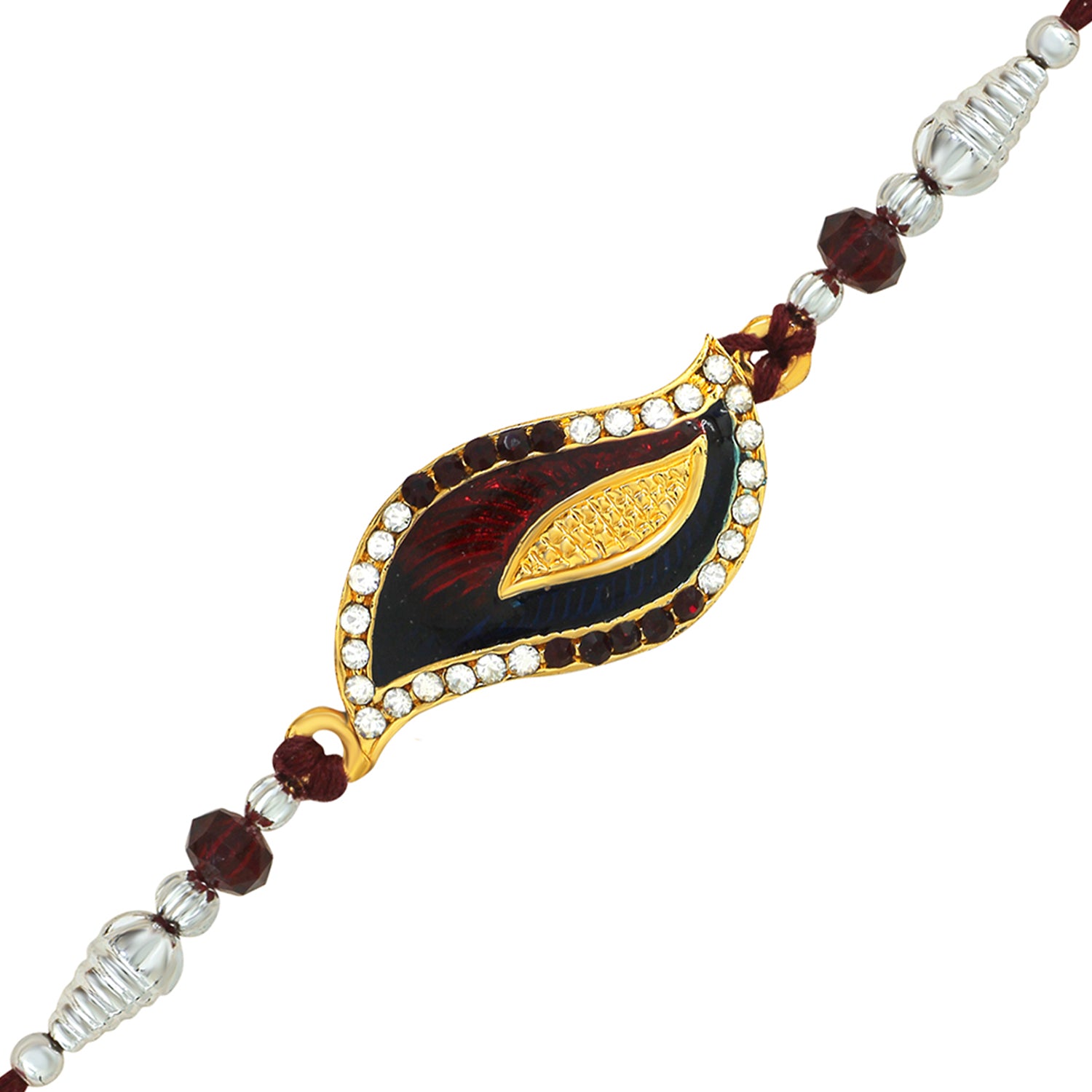 Beautiful Meena work Crystal Rakhi