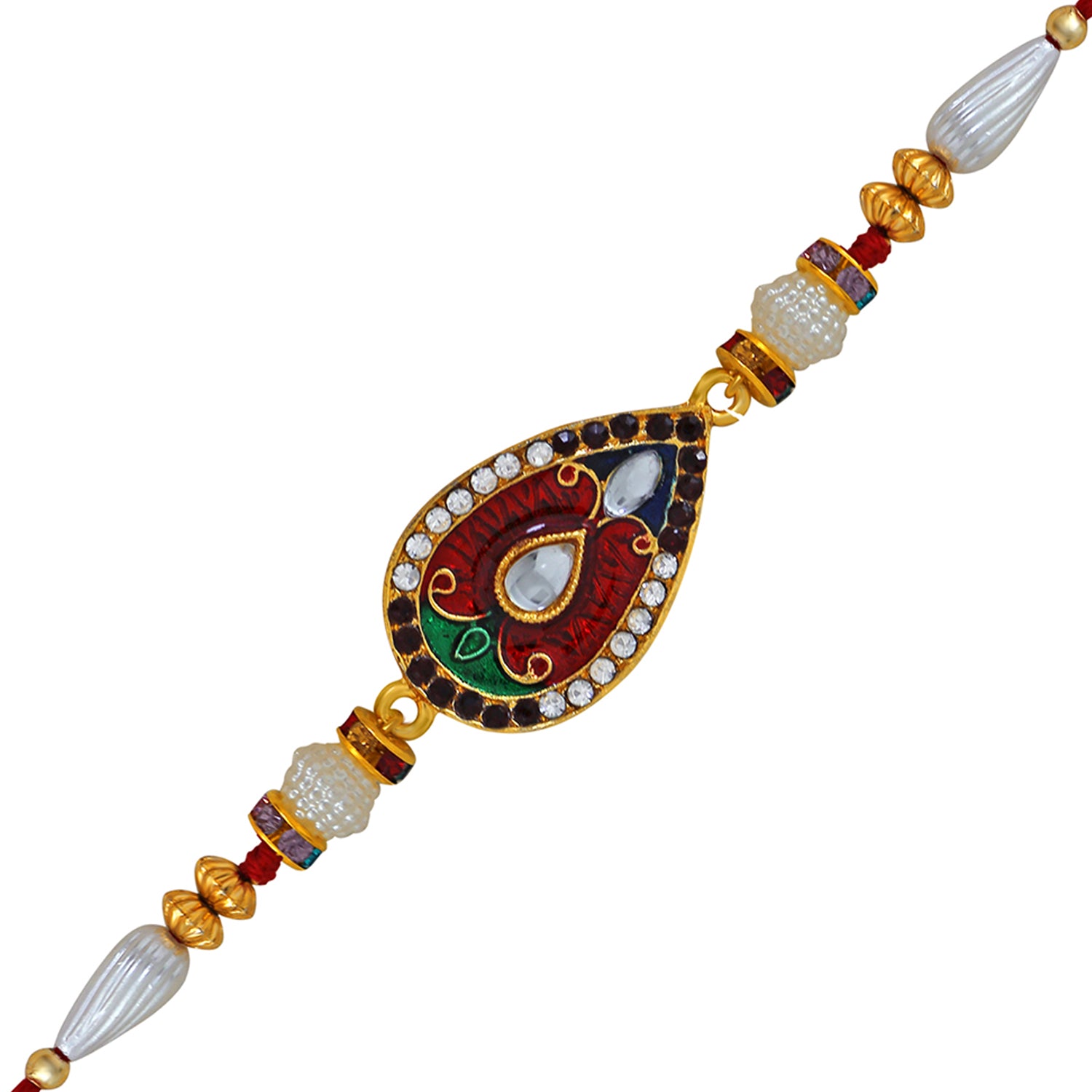 Soltaire Gleaming Crystal Meenakari Rakhi