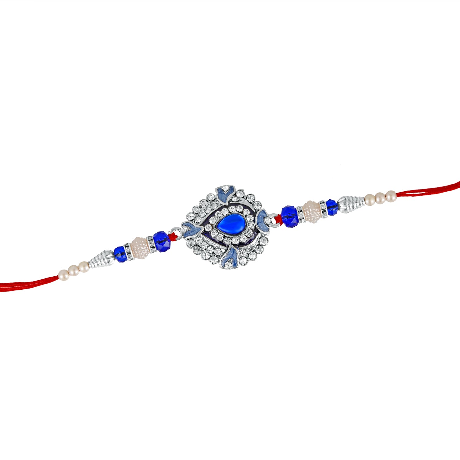 Classic Designer Royal Blue and white crystals Rakhi Bracelet