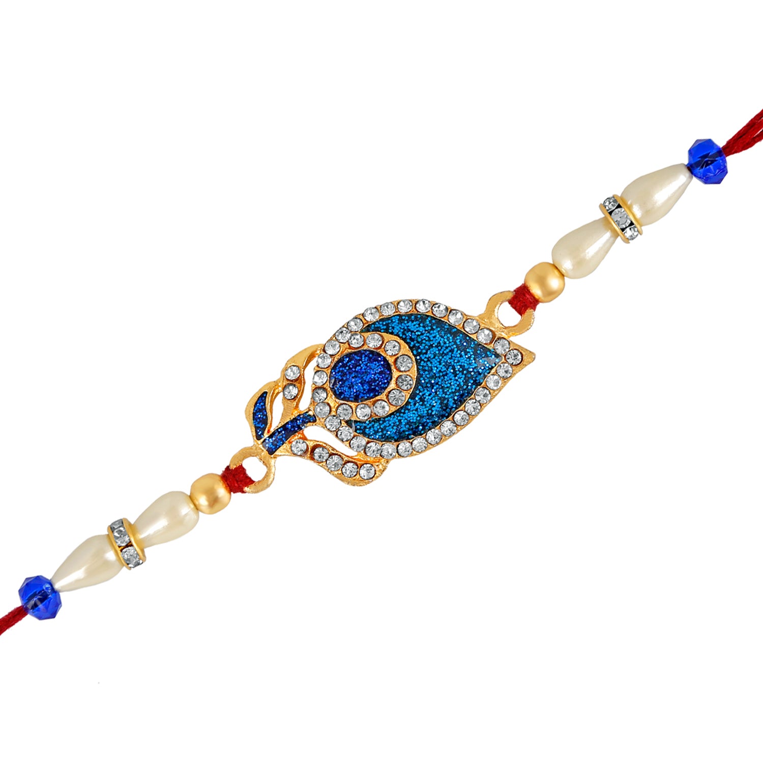 Royal Blue Peacock Feather Rakhi Bracelet