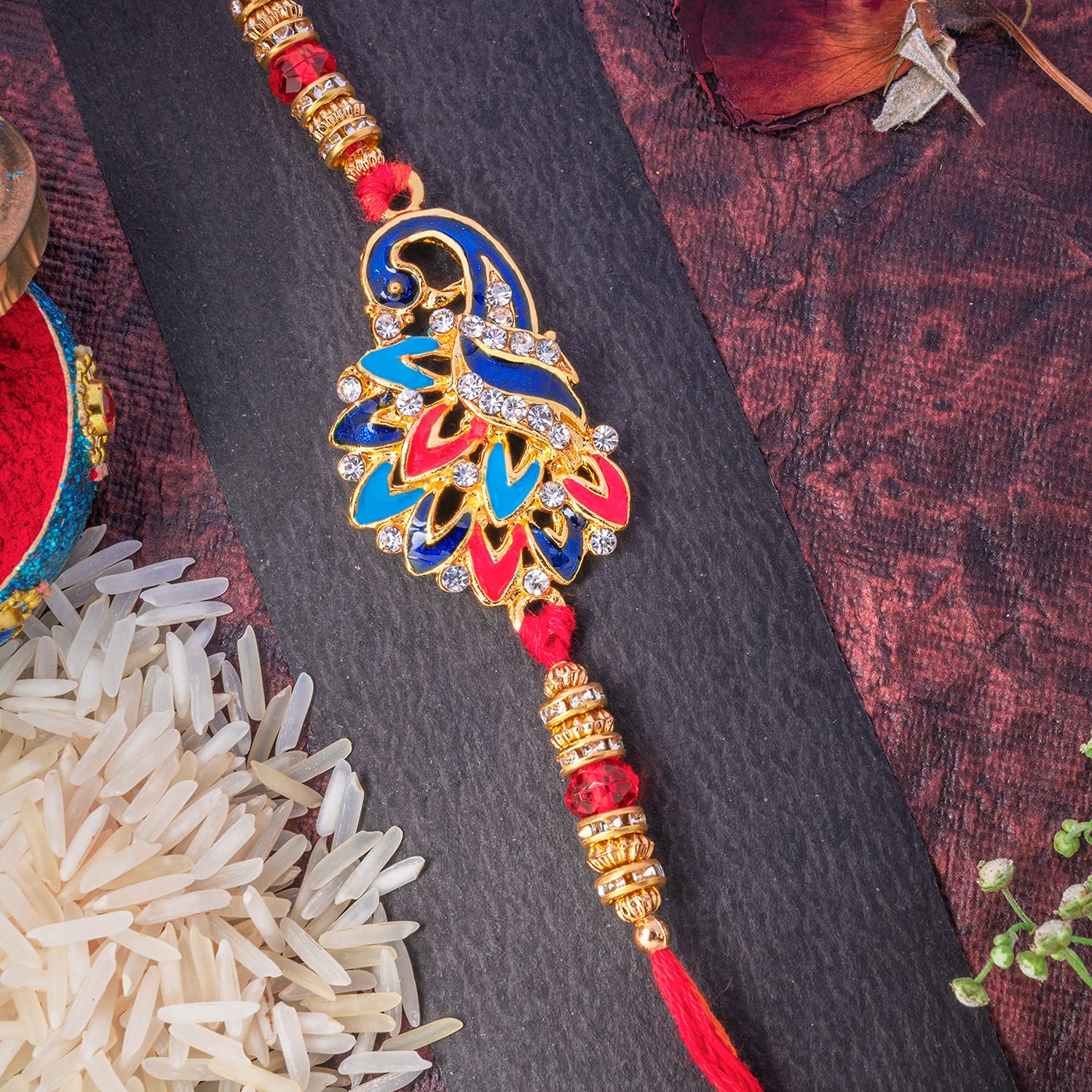 Meenakari Work Elegant Peacock Rakhi