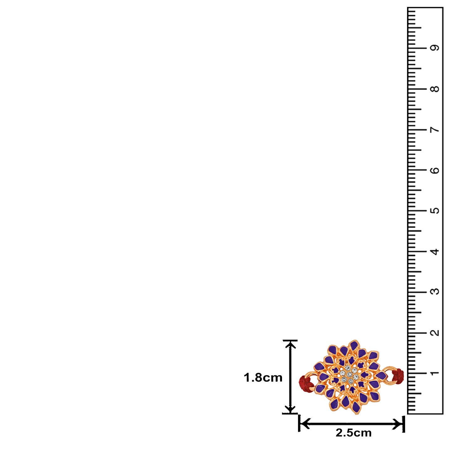 Blue Meenakari Flower Rakhi with White Crystals