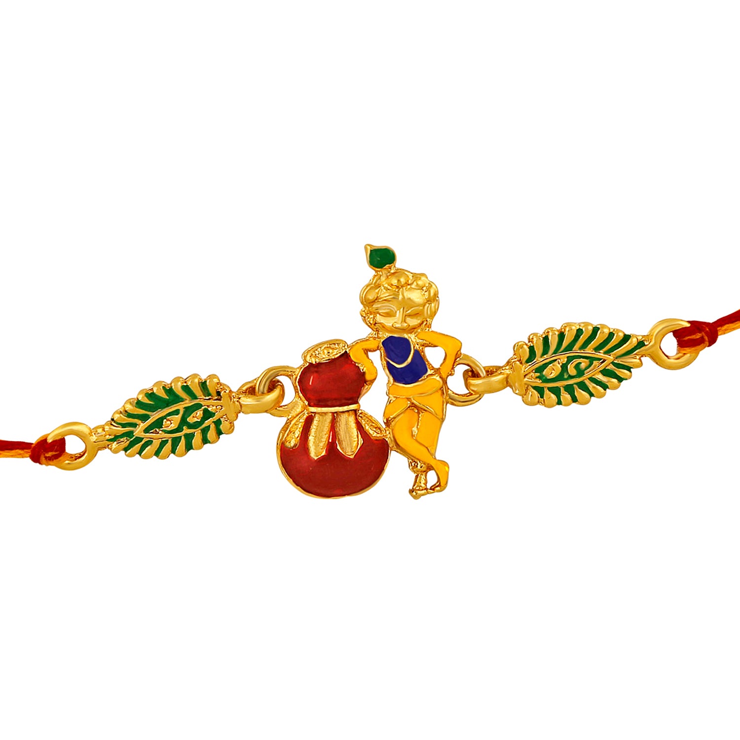 Meenakari Work Lord Krishna with Matki Rakhi Bracelet