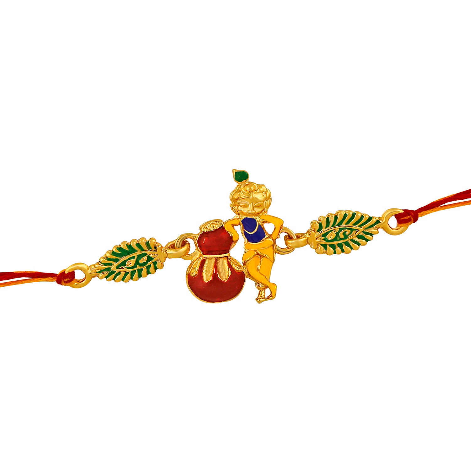 Meenakari Work Lord Krishna with Matki Rakhi Bracelet
