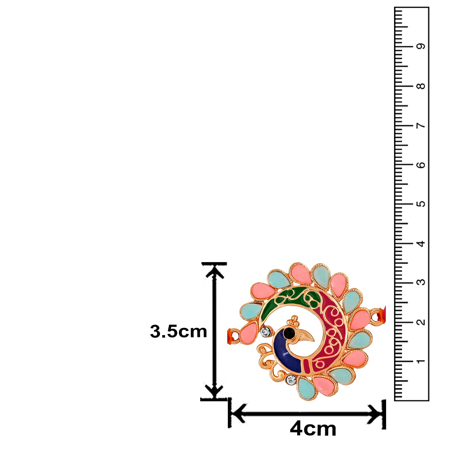 Peacock Delight Rakhi with Multicolor Crystals and Artificial Pearl